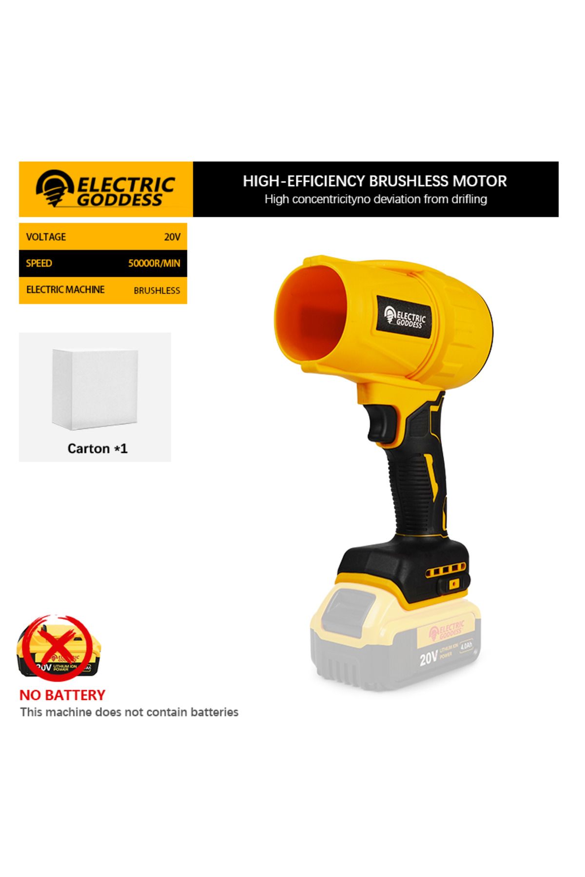 Choice-No Battery EGOD Brushless Super Power Turbo Fan 50000r/min Multi-Function Handheld Dust Blower Tool 1
