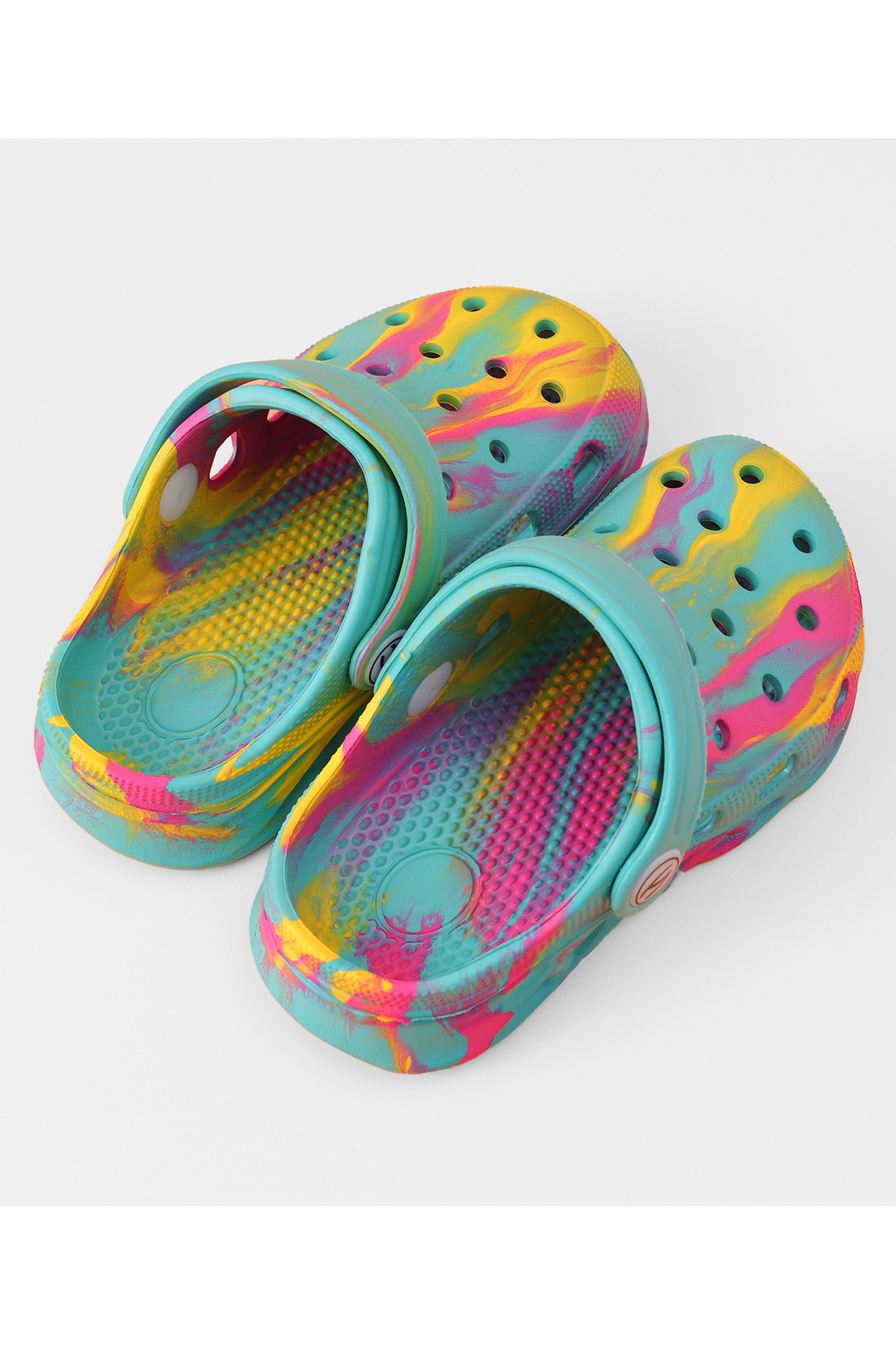 SAPS-Marble Pattern Back Strap Closure Clogs - Multicolor 3