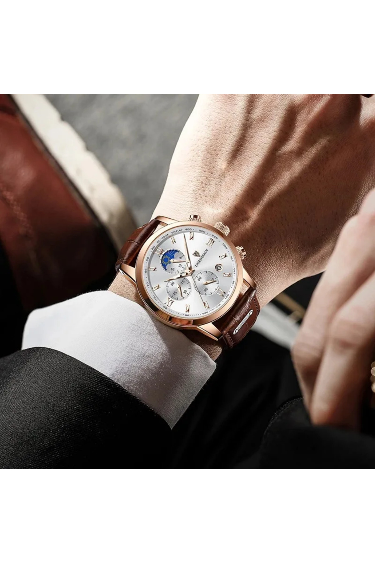 Lige  Design Klasik Tasarım Lüks Erkek Kol Saati - Görsel 6