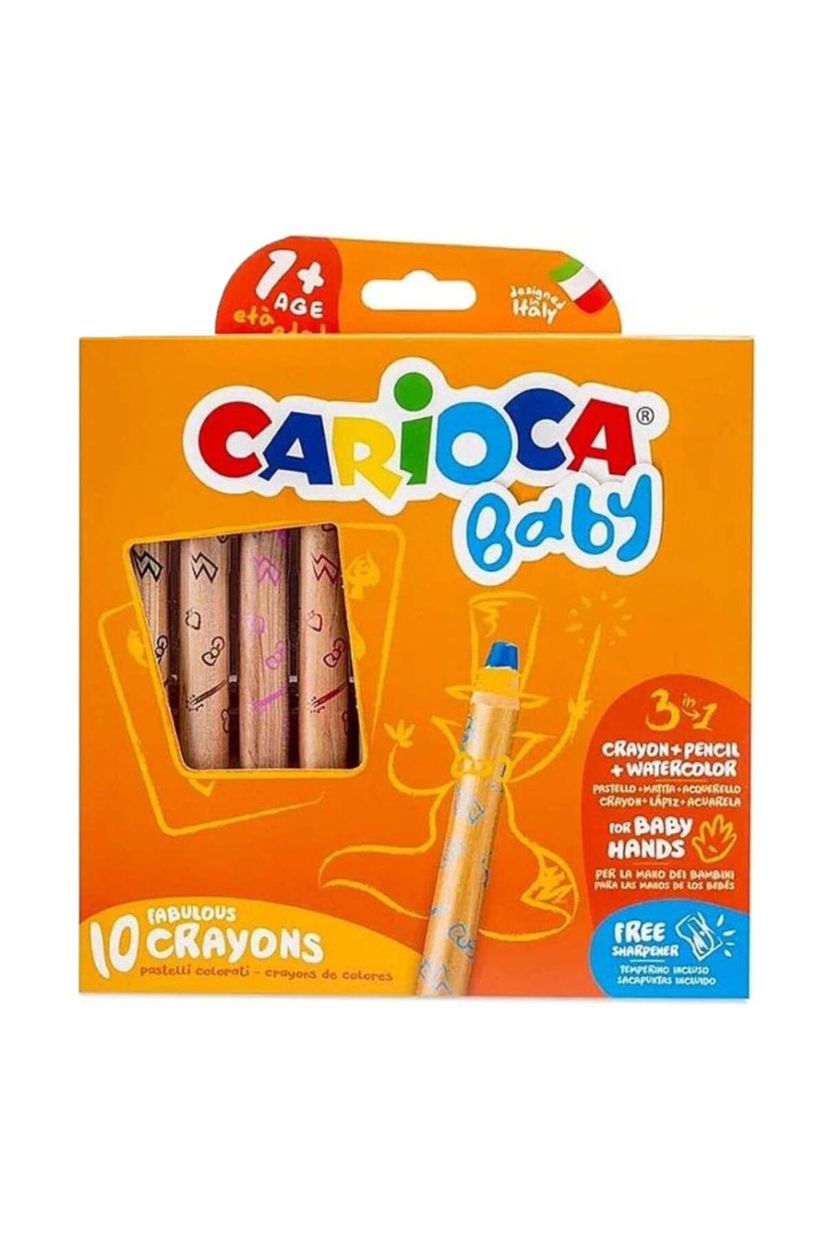CARIOCA Jumbo Bebek Ahşap Gövdeli Boya Kalemi 3 in 1 10'Lu 42818