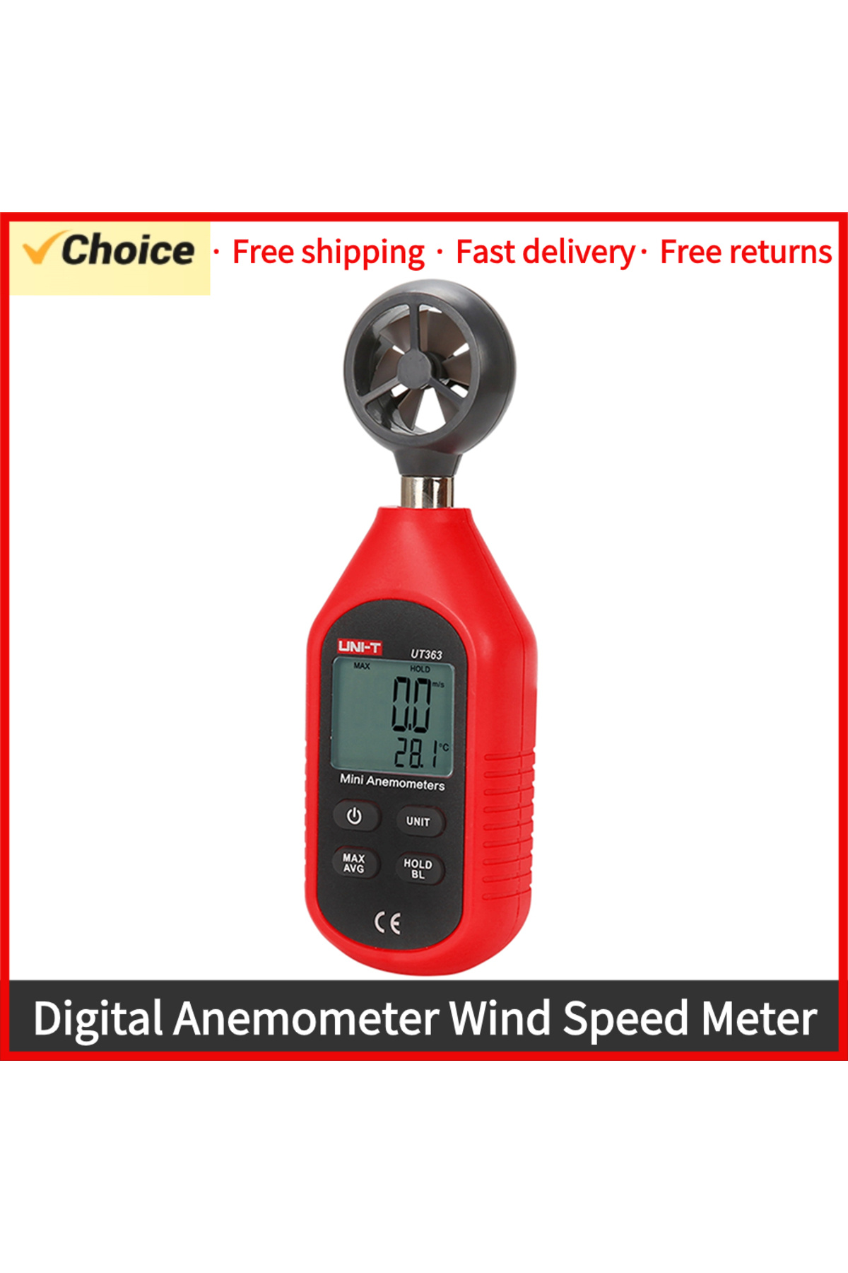 Choice-UNI-T UT363 Handheld Mini Digital Anemometer Wind Speed Measurement Temperature Tester LCD Displa... 7