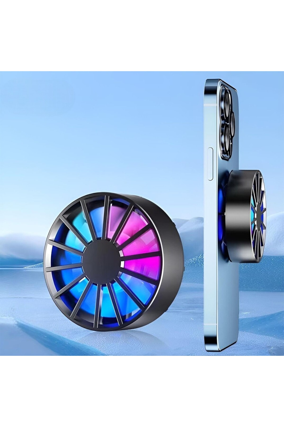 iPhone/Samsung ve Tüm Telefon Tablet Uyumlu Mıknatıslı Sabitlenen Soğutucu Led Isı Önleyici Fan