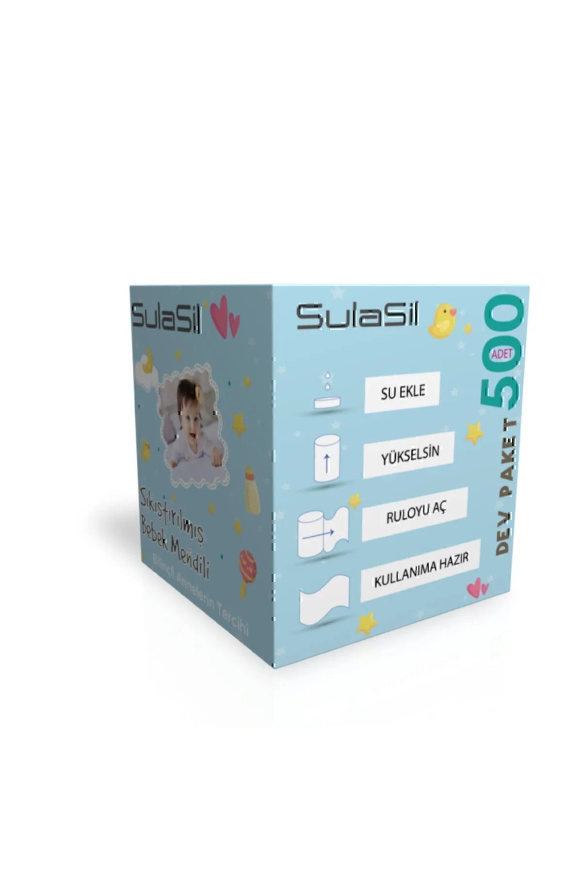 SulaSil Sıkıştırılmış Bebek Mendili 500 Adet fotoğrafı 2 (önizleme)