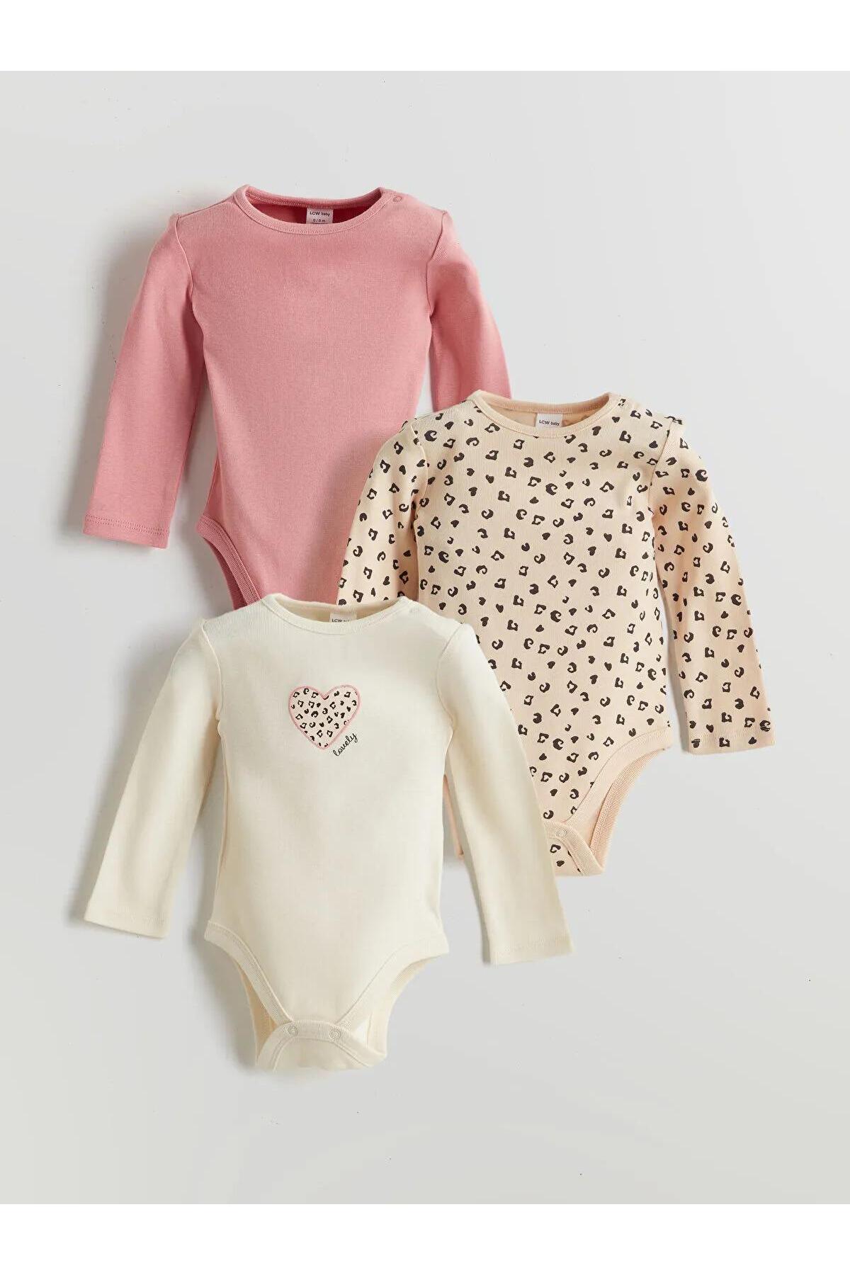 ال سی وایکیکی بادی طرح‌دار نوزادی دخترانه LCW بسته ۳ عددی (W5)