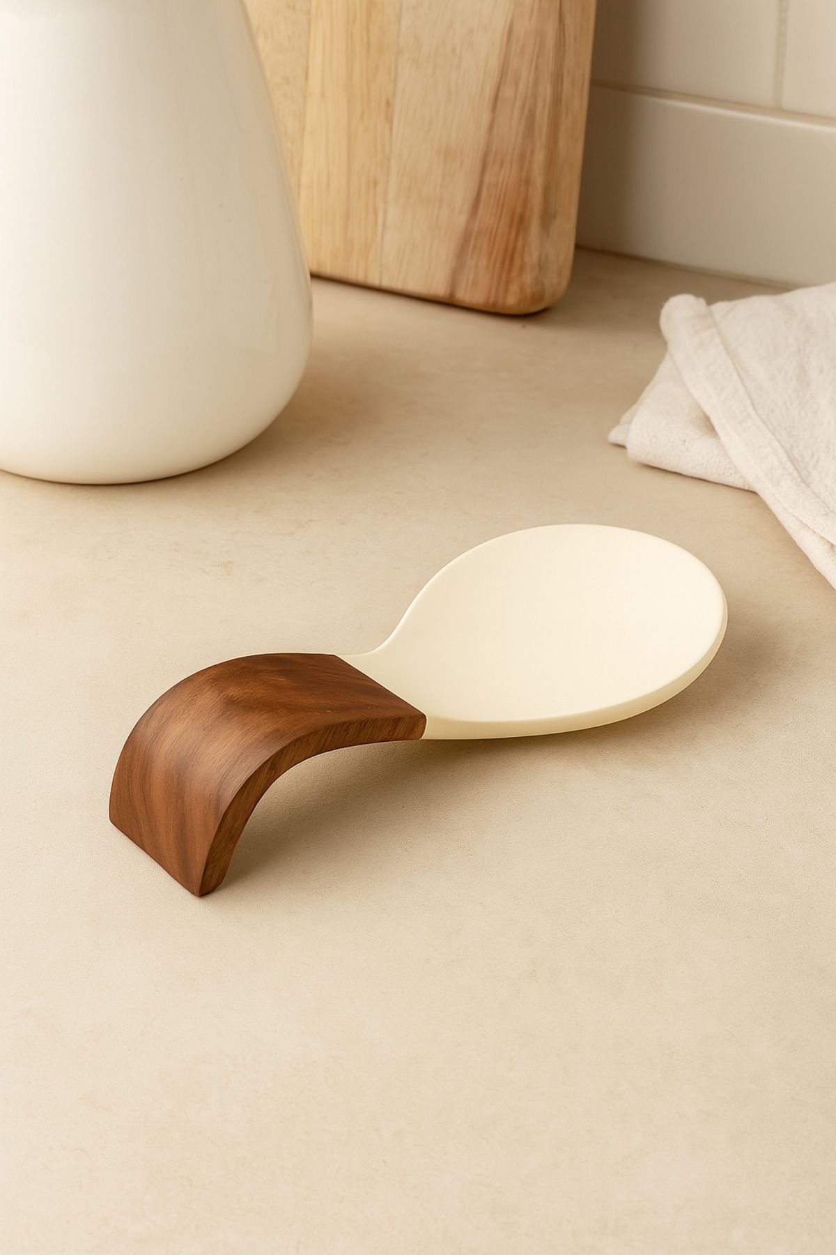 Mirilliahome-Acacia Handle Silicone Dirty Spoon Rest – Countertop Spoon Rest 4