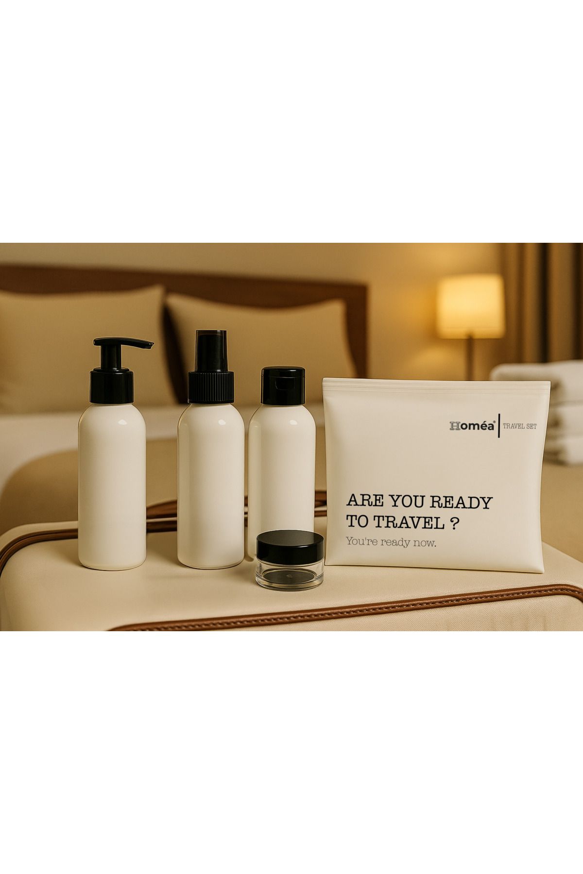 ROYALGROSS-Plastic Travel Size 100ml White Bottle and Jar Set of 4 – Travel Kit with Bag 3