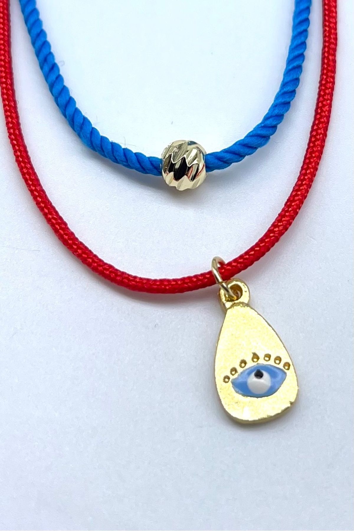 Concept HuBuTU-Öavi Red Twisted Rope Necklace Set with Evil Eye and Dorika Figures (2 Pieces) 1