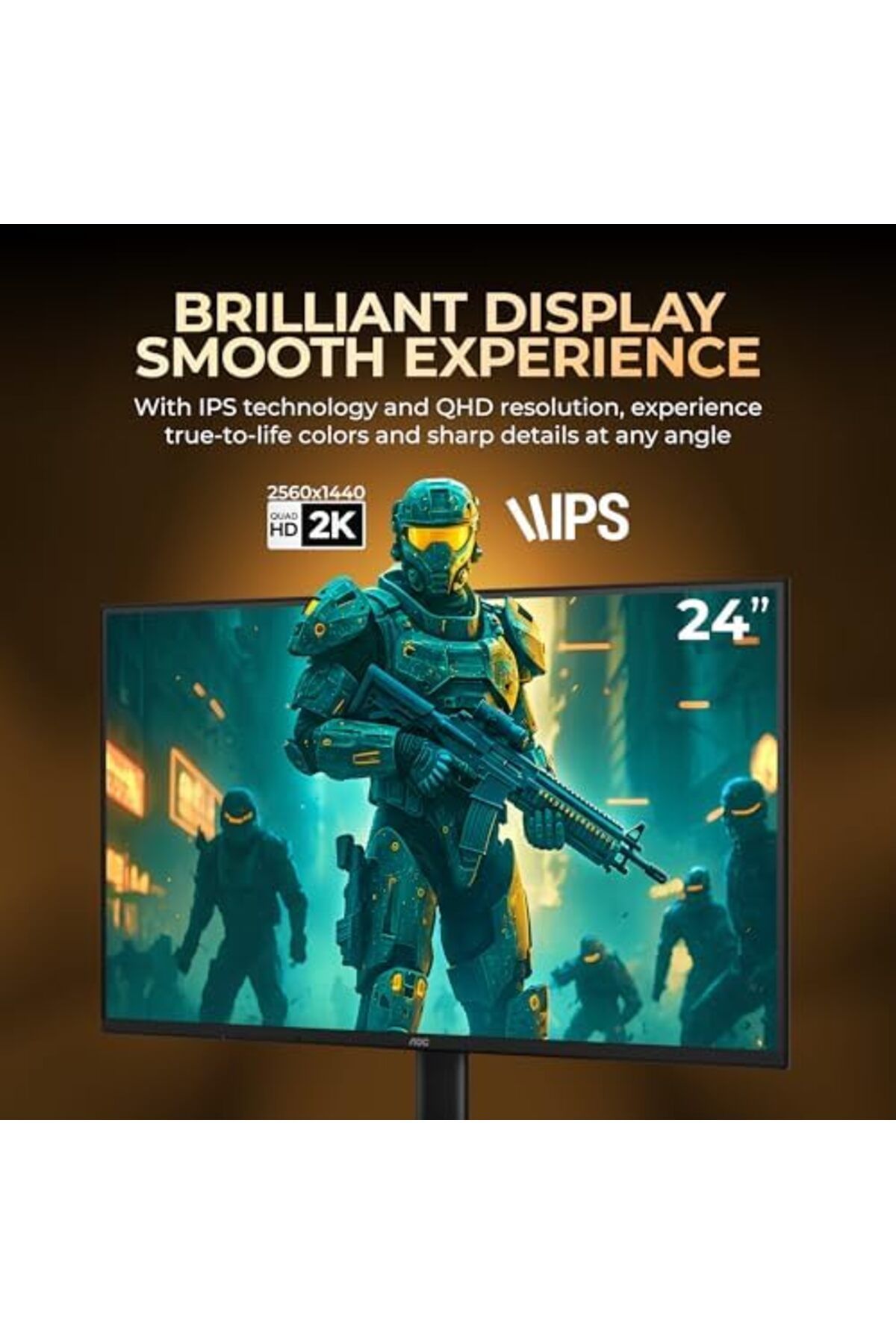 Aoc-Gaming Monitor QHD 24 Inch - 120Hz, 1ms MPRT, Adaptive Sync, HDMI 2.0, DisplayPort 1.4, Frameles 4