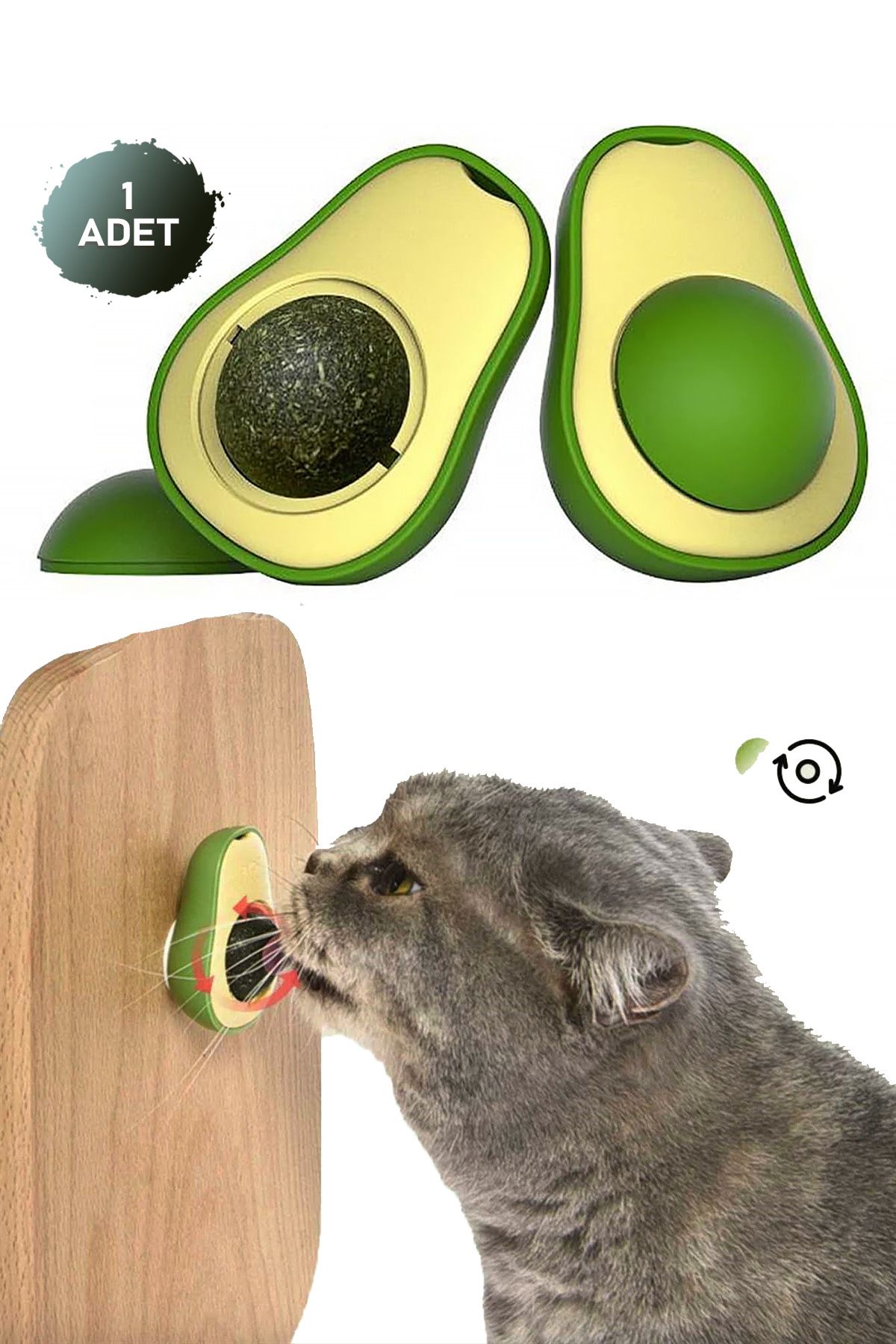 NOYİSKA-Natural Catnip Edible Rotating Catnip Herb Play Ball Toy Cat Licking Ball Avocado-Shaped 2