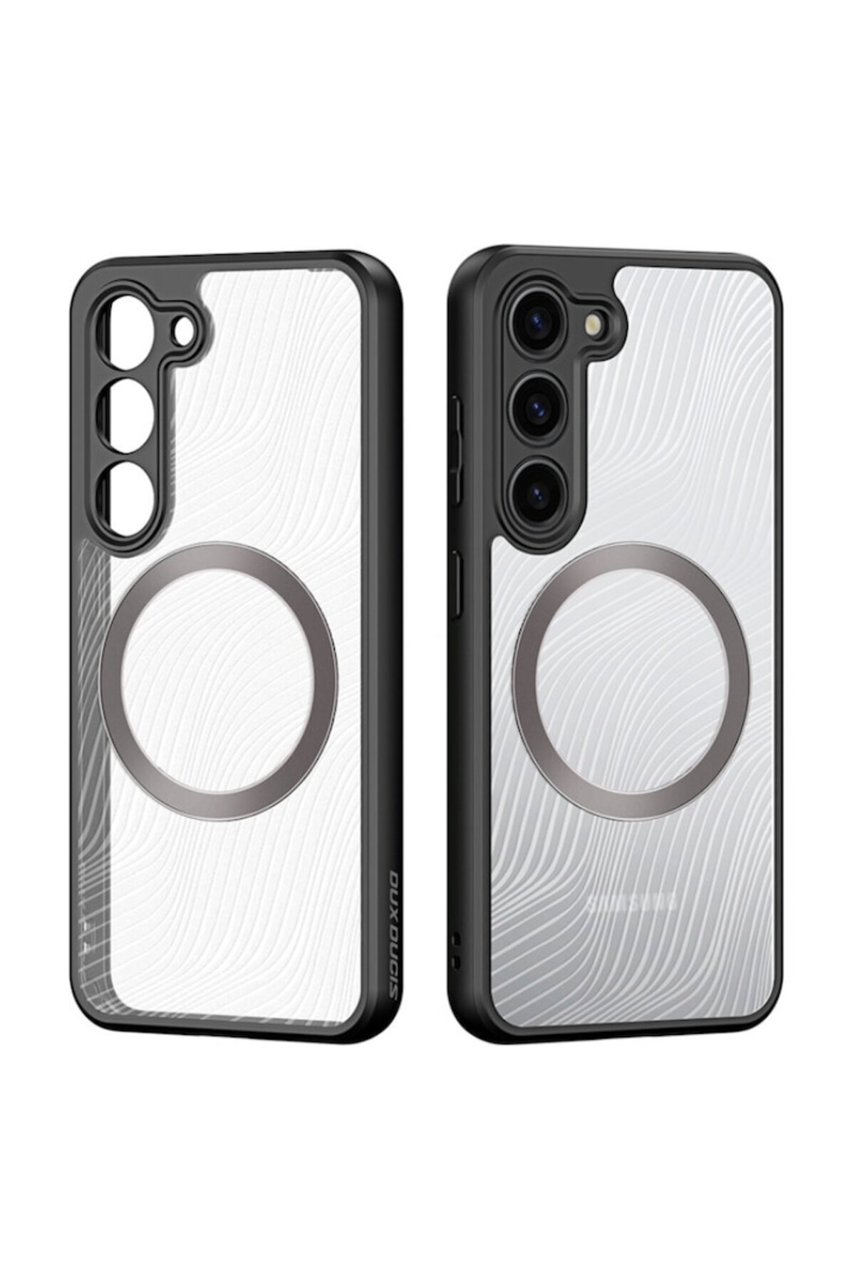 Rao-Protective Case Aimo MagSafe Series, Compatible with Samsung Galaxy S23, Black Transparent 3