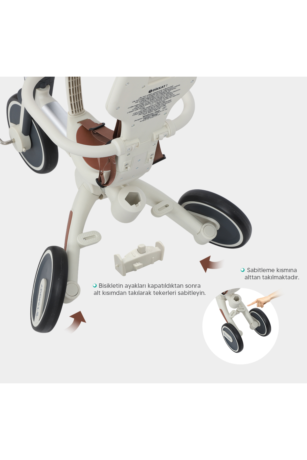 Huggy 6in1 FunTrike Bej 3 Tekerlekli Bebek Bisikleti |Ebeveyn Kontrollü, Katlanabilir ve Denge Modlu fotoğrafı 4 (önizleme)