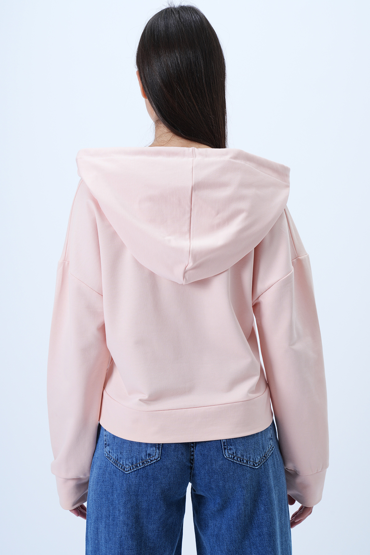 Trend Alaçatı Stili  Kadın Pembe Kapüşonlu Ayıcık Nakışlı Renkli Düğmeli Pamuklu Sweatshırt ALC-X14294 - Görsel 5