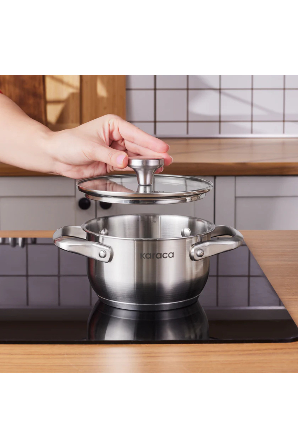 Karaca Elite rozsdamentes acél indukciós mini főzőedény fedővel, 14 cm, ezüst...