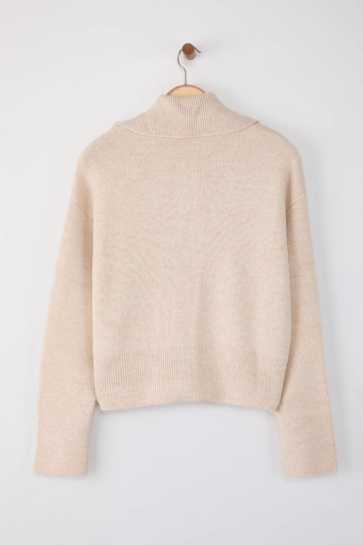 Trendyolmilla  Wardrobe Essentials Taş Yumuşak Dokulu Geniş Kalıp Fermuarlı Triko Hırka | TWOAW26HI00092 - Görsel 6