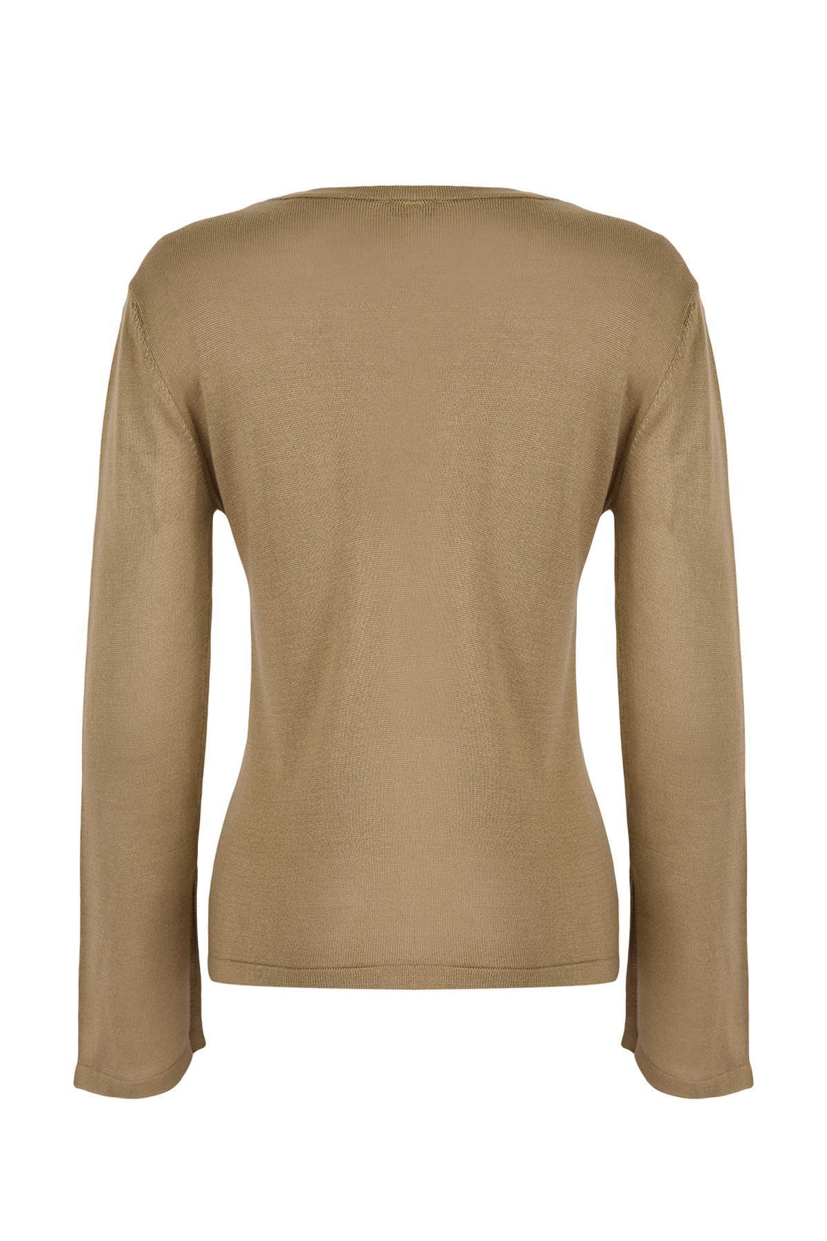 Trendyolmilla  Vizon V Yaka Basic Triko Kazak | TWOAW26KZ00101 - Görsel 7