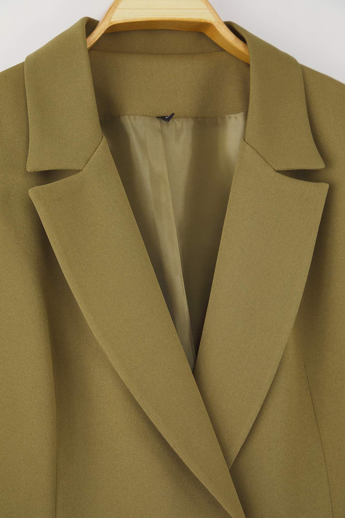 Trendyol Curve-Khaki Oversize Lined Button Woven Plus Size Blazer Jacket Tbbaw26Ag00006 7