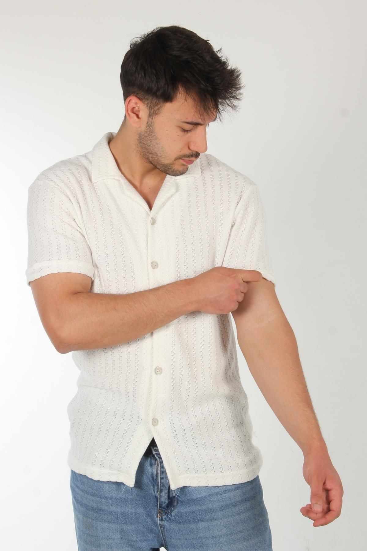Mckanzie-4177 Apache Collar Knitted Pattern Shirt 4