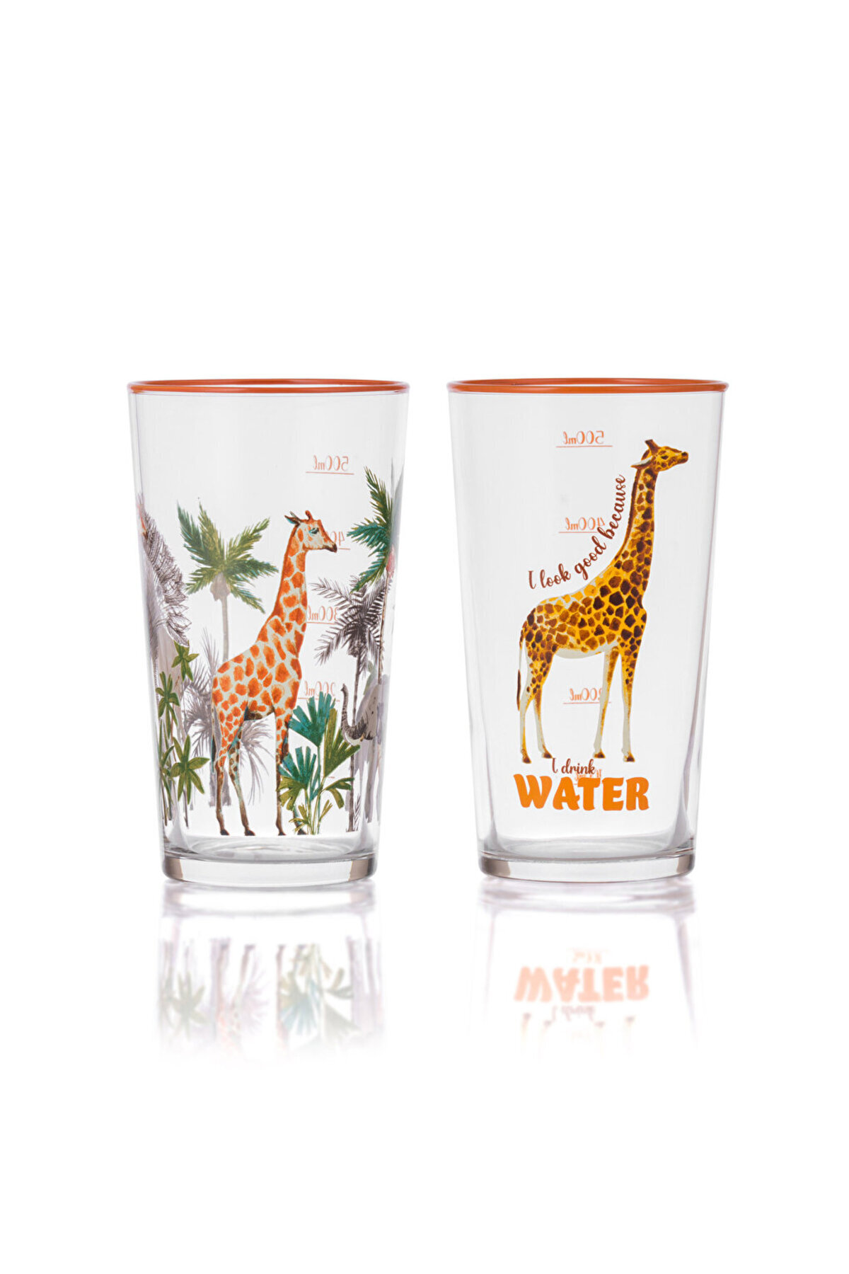 LC Waikiki-Giraffe Printed Set of 2 Glass Cups - 570 ml 5