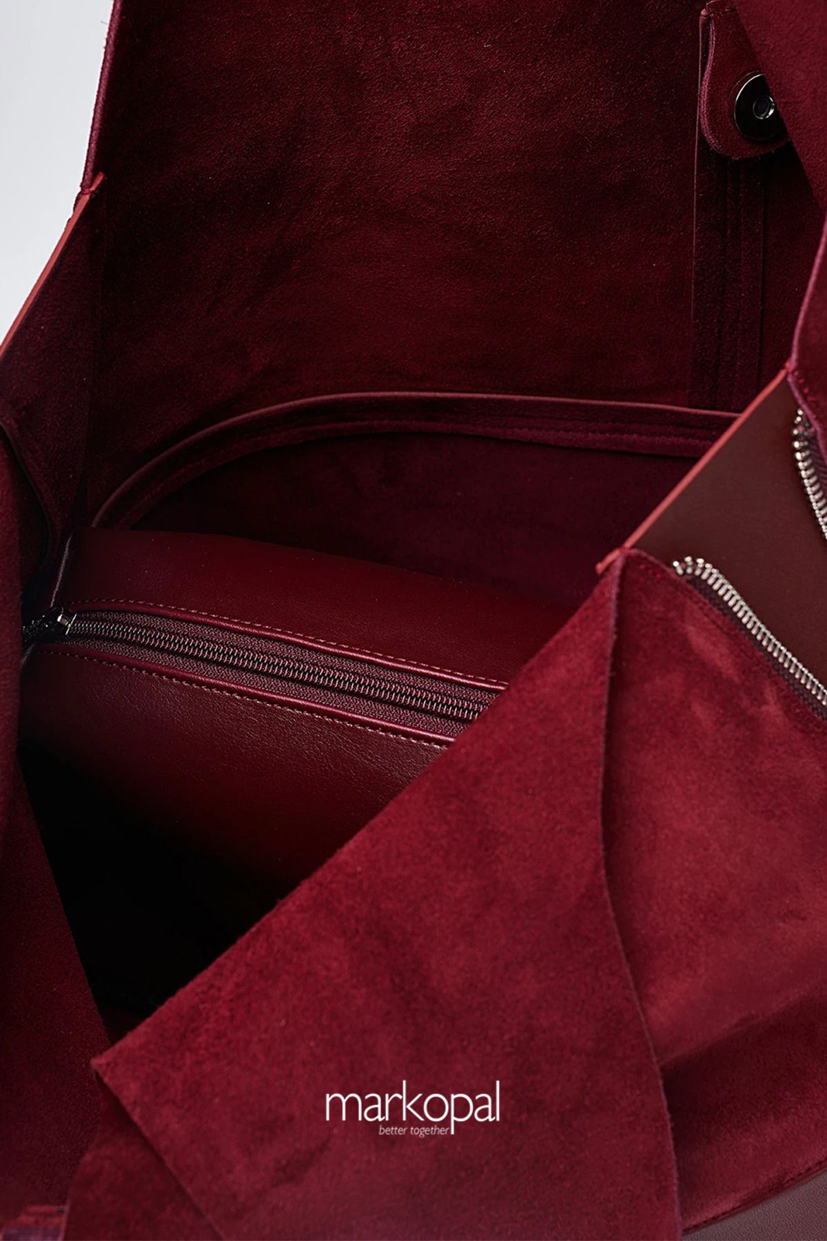 MORCA-Burgundy Genuine Suede Casual Shoulder Bag 7
