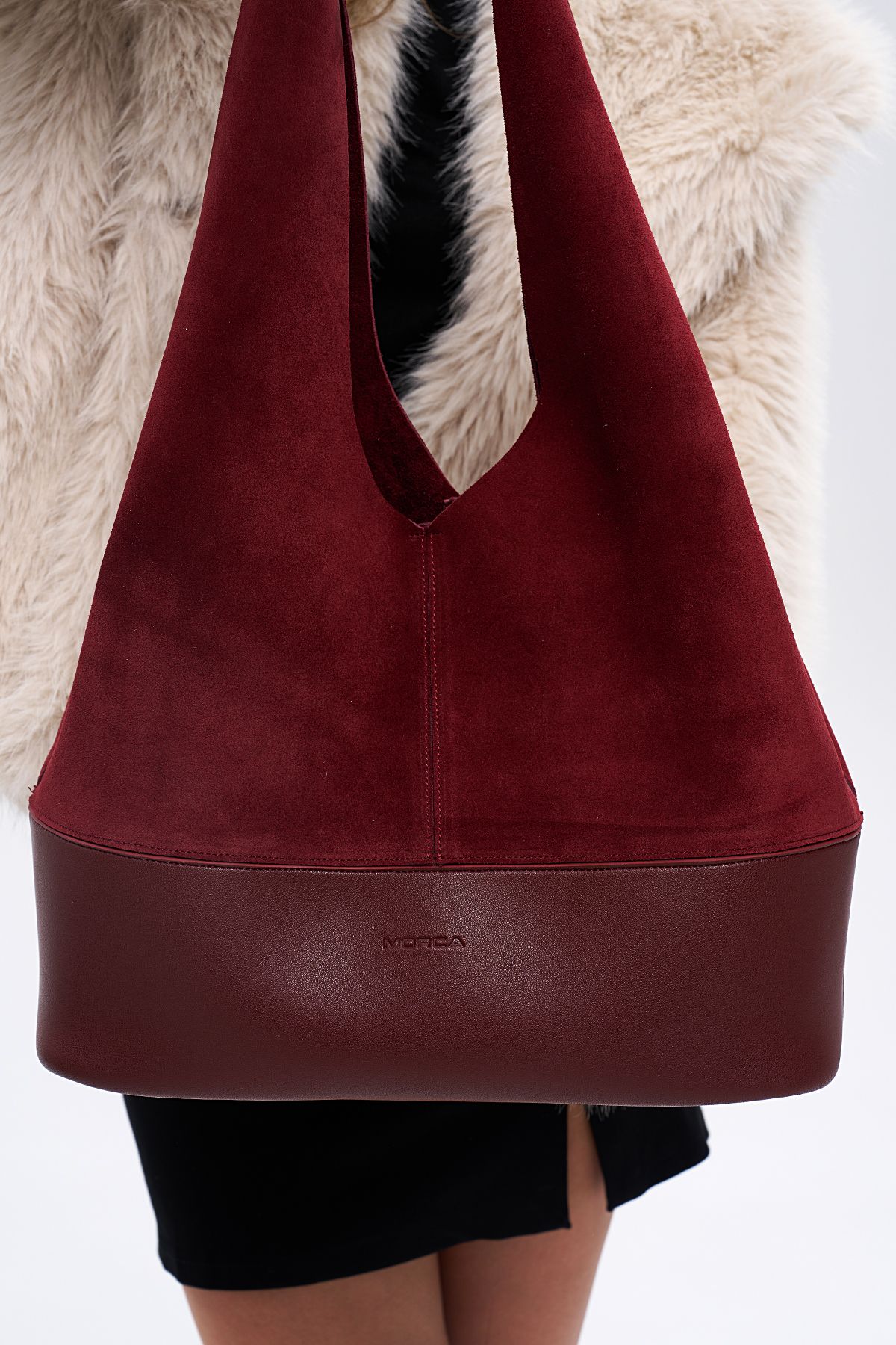 MORCA-Burgundy Genuine Suede Casual Shoulder Bag 6