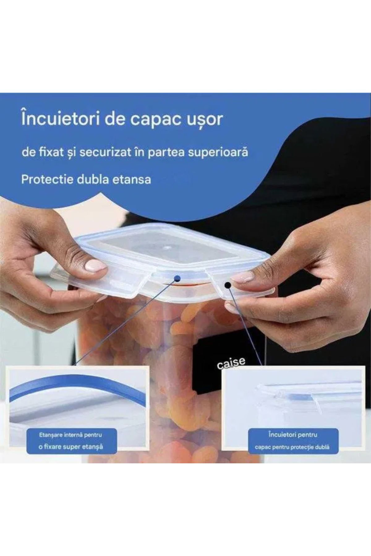 OEM-Set 14 recipiente cu capac, etanse, pentru alimente, 2x2.8, 4x2, 4x1.4, 4x0.8 litri, fara BPA 3