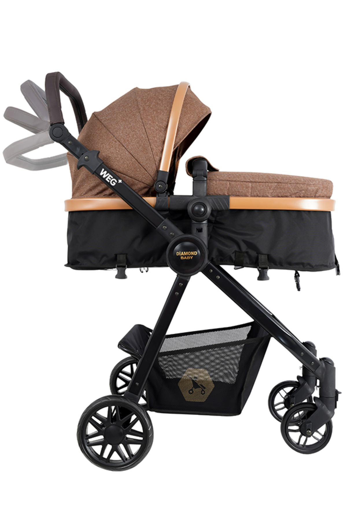 Diamond Baby Weg Travel (Seyahat Sistem) Bebek Arabası, Pusetli, Çift yönlü, Ayak Örtülü Kahverengi fotoğrafı 4 (önizleme)