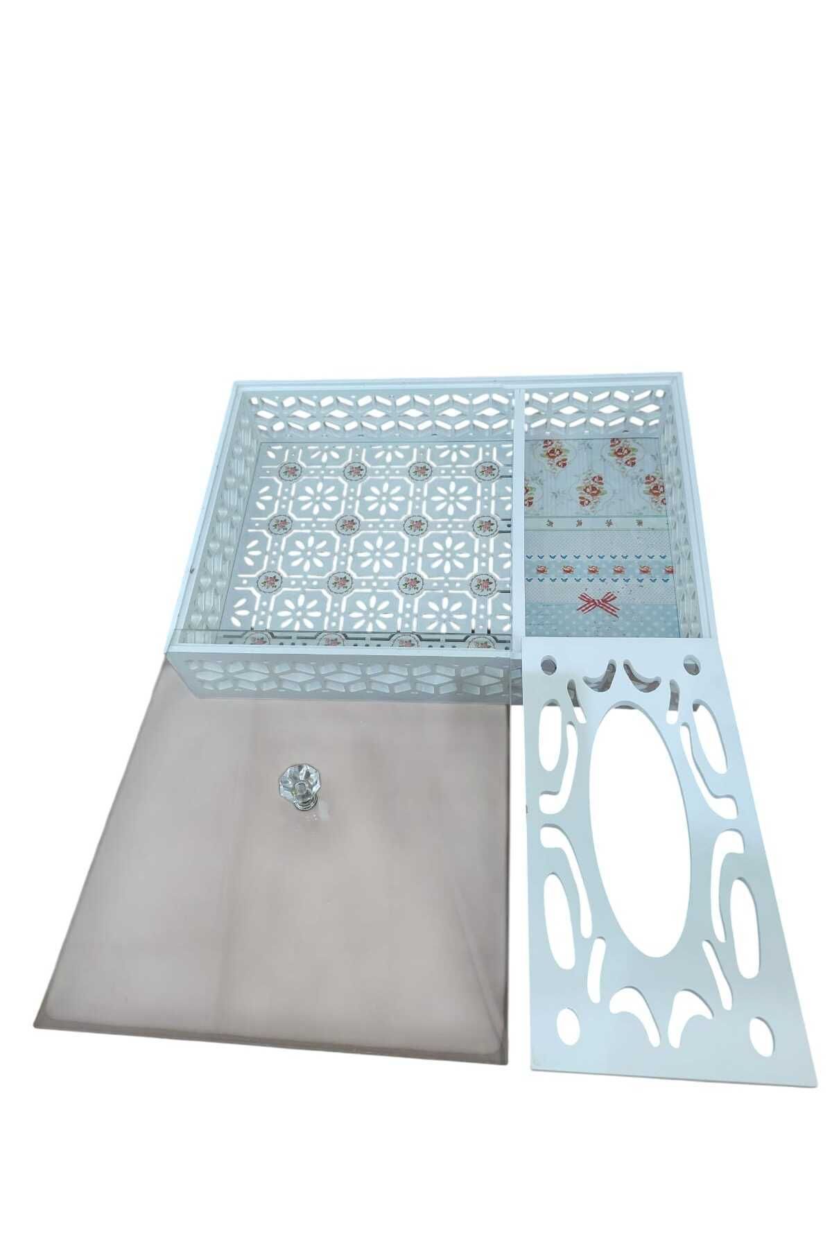 AR-Double wooden guest serving tray with napkin box 2