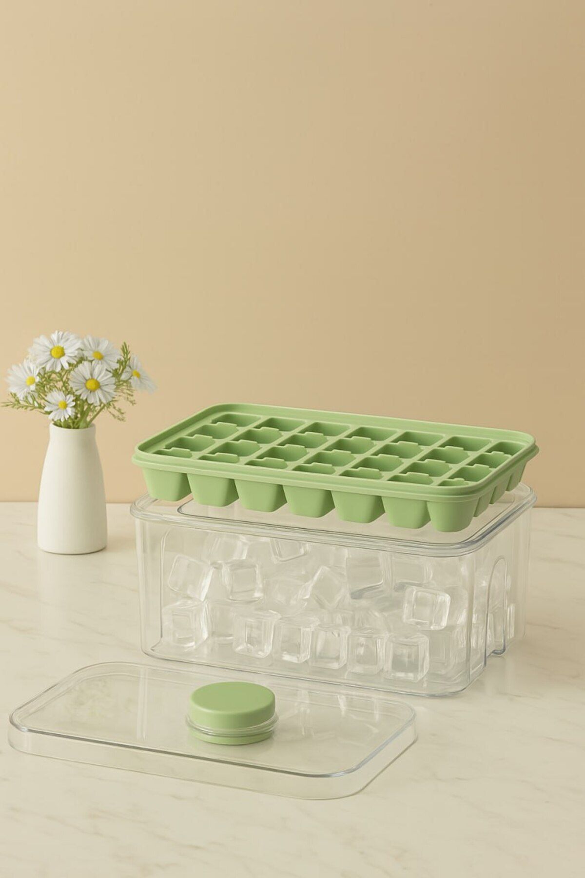 Anadolu Saray-Automatic Press 56-Cup Shaped Ice Mold with Lid - Double Compartment Practical Design 2