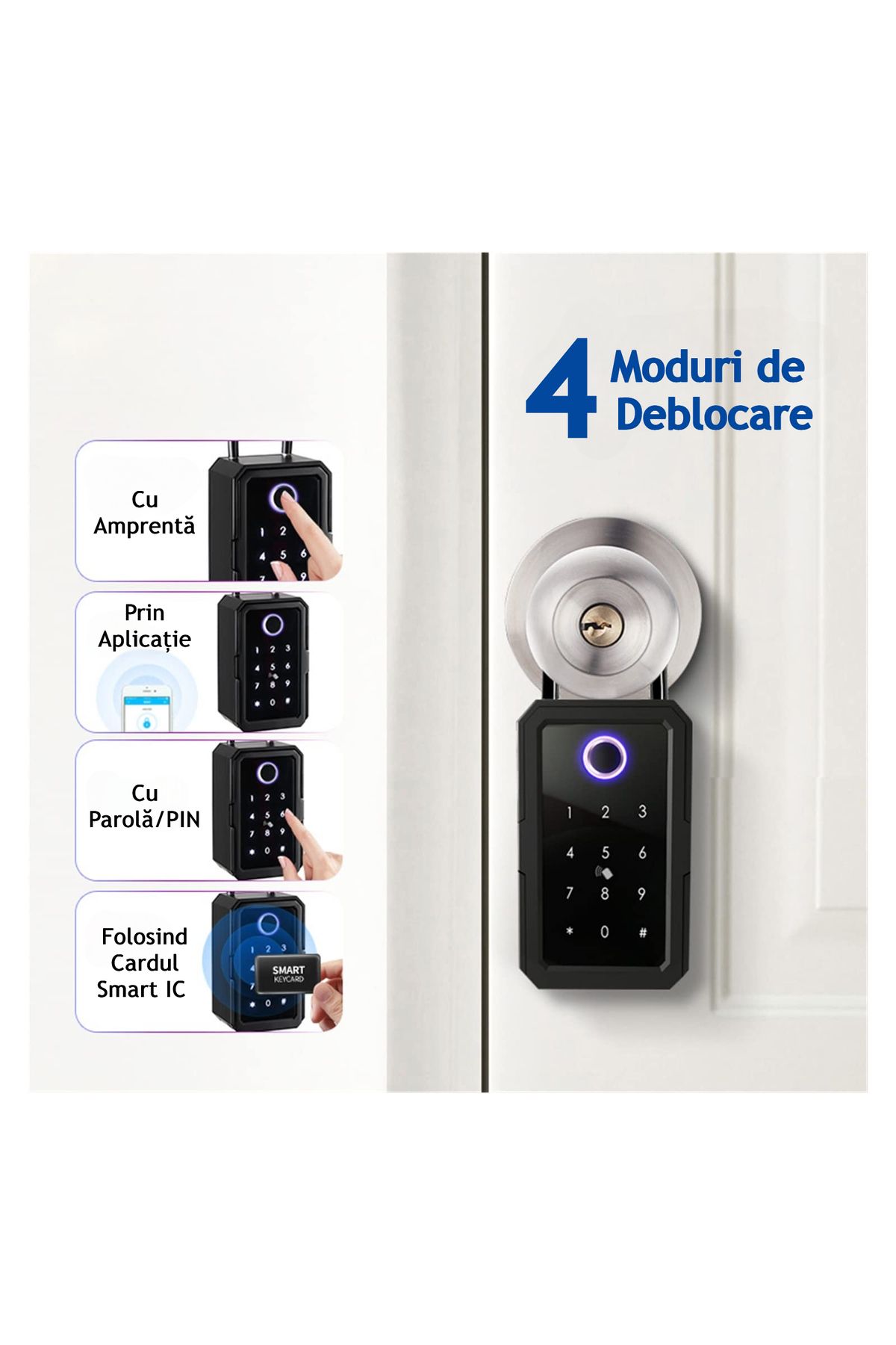 VENTLEX-Smart Metal Box For Keys And Valuables With 4 Ways To Lock/Unlock 4