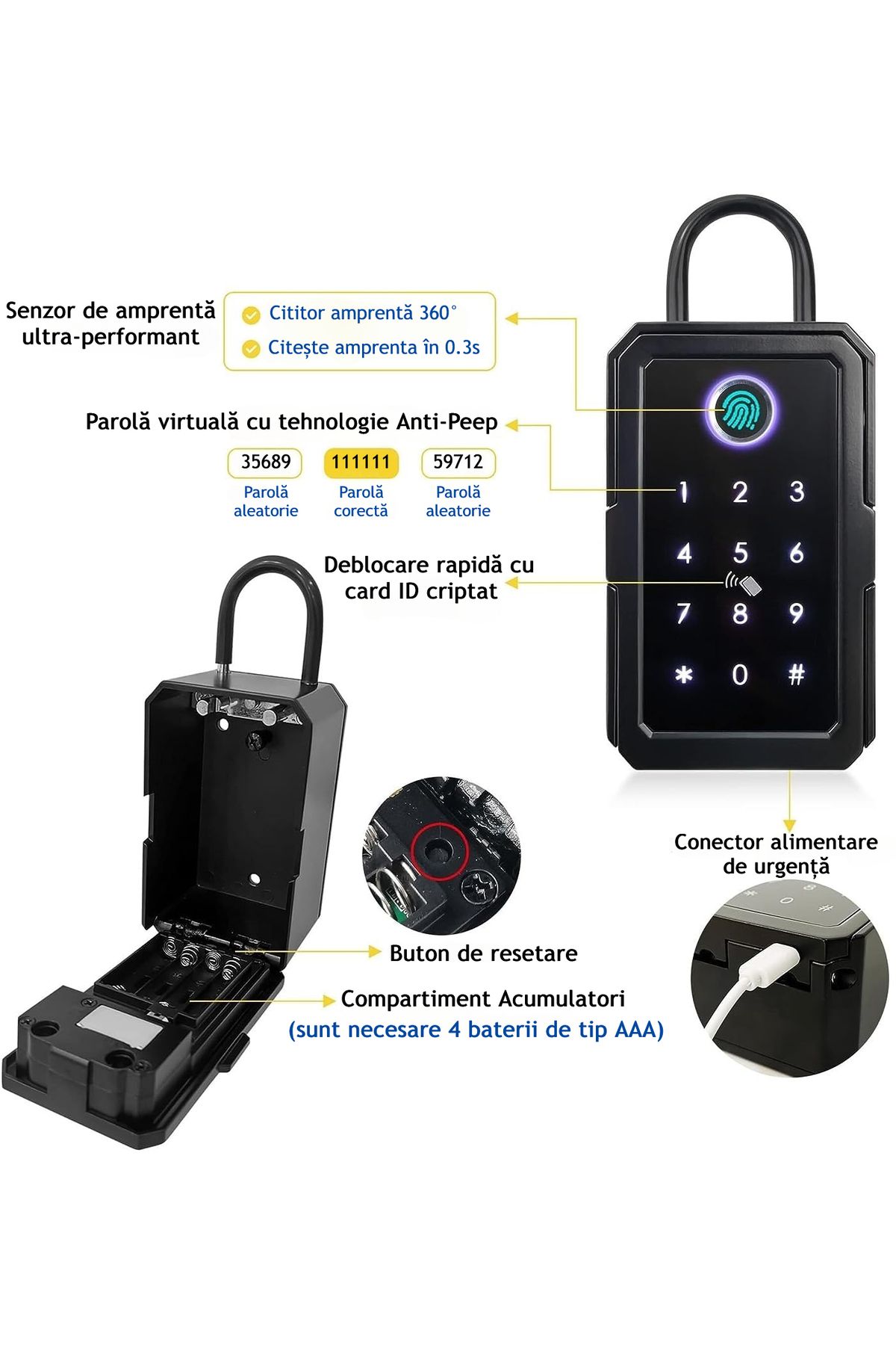 VENTLEX-Smart Metal Box For Keys And Valuables With 4 Ways To Lock/Unlock 3