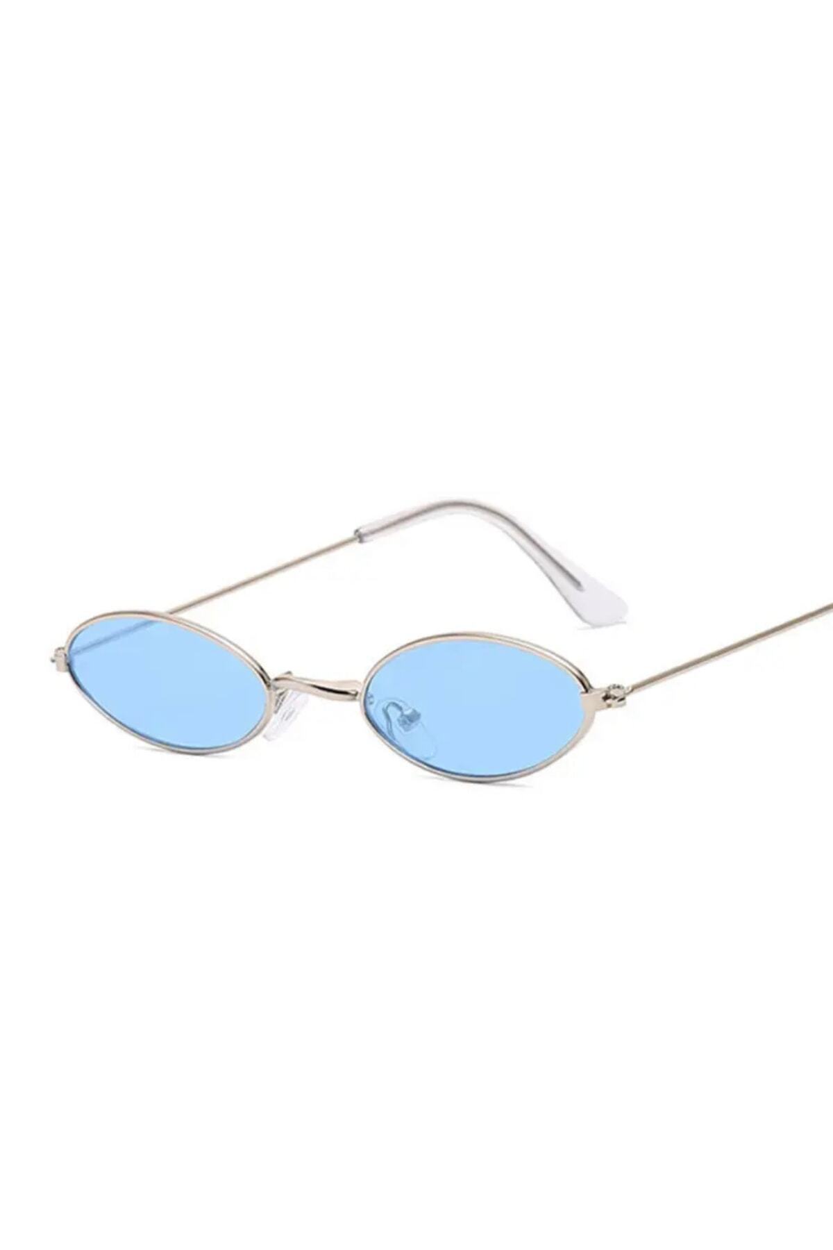 Tuvi Blue Long Round Vintage & Retro Sunglasses