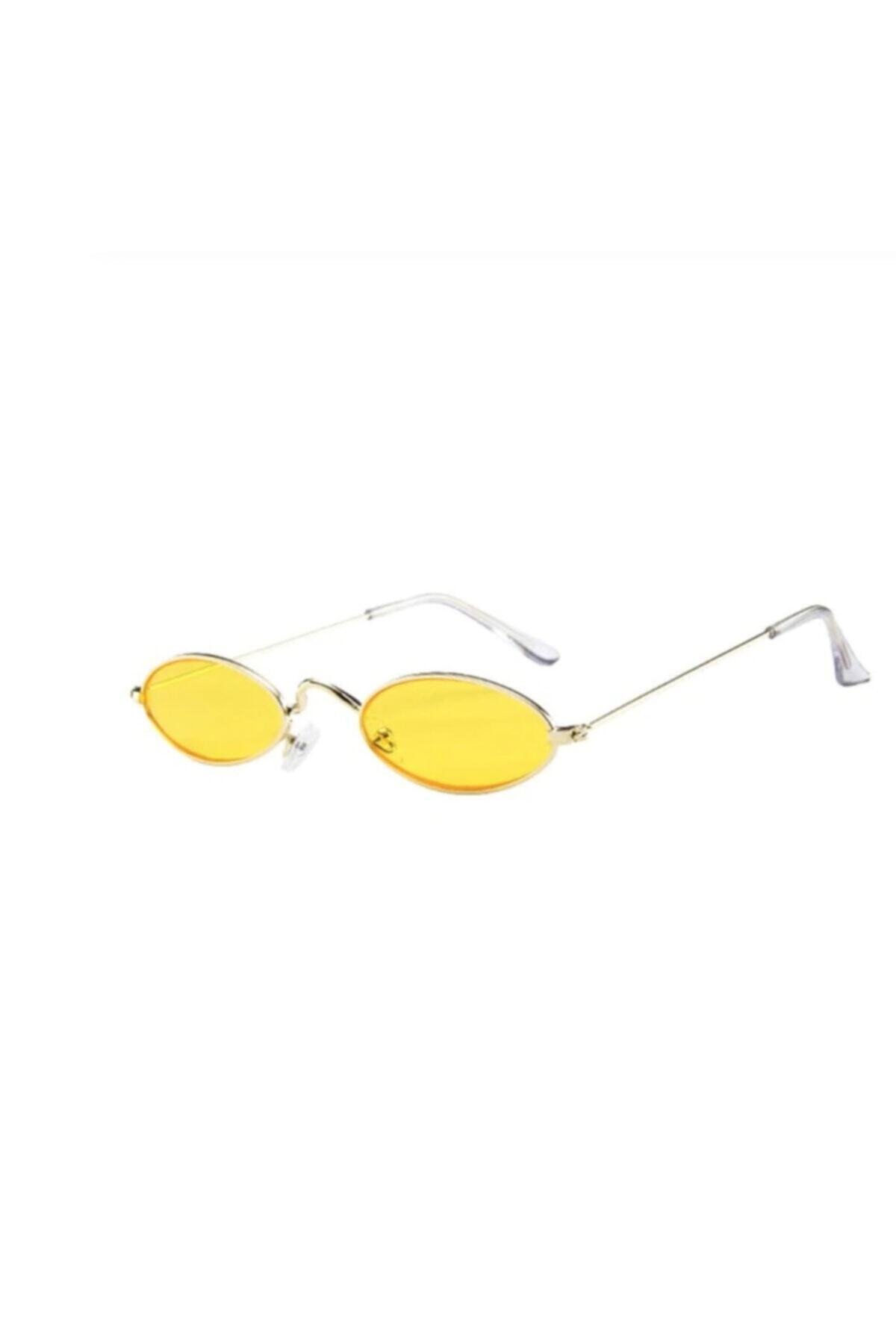 Tuvi Yellow Long Round Vintage & Retro Sunglasses