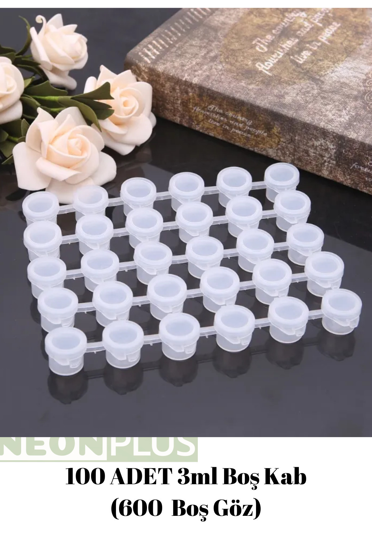 NEON PLUS 100 Adet 3ml Boş Boya Kabı (600 Boş Boya Gözü Kilitli)