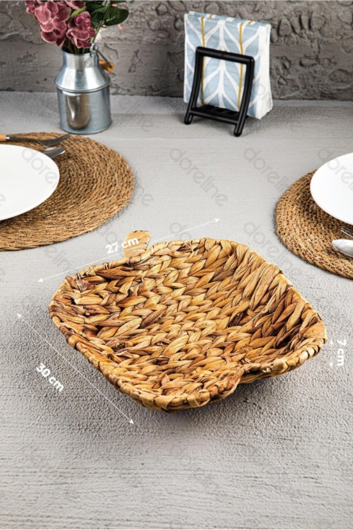AHİR TİCARET-Bamboo Wicker Apple Model Decorative Fruit Basket 3