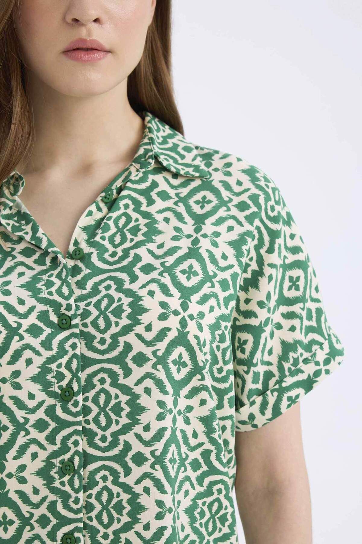DeFacto-Regular Fit Print Short Sleeve Shirt C9621Ax25Sp 6