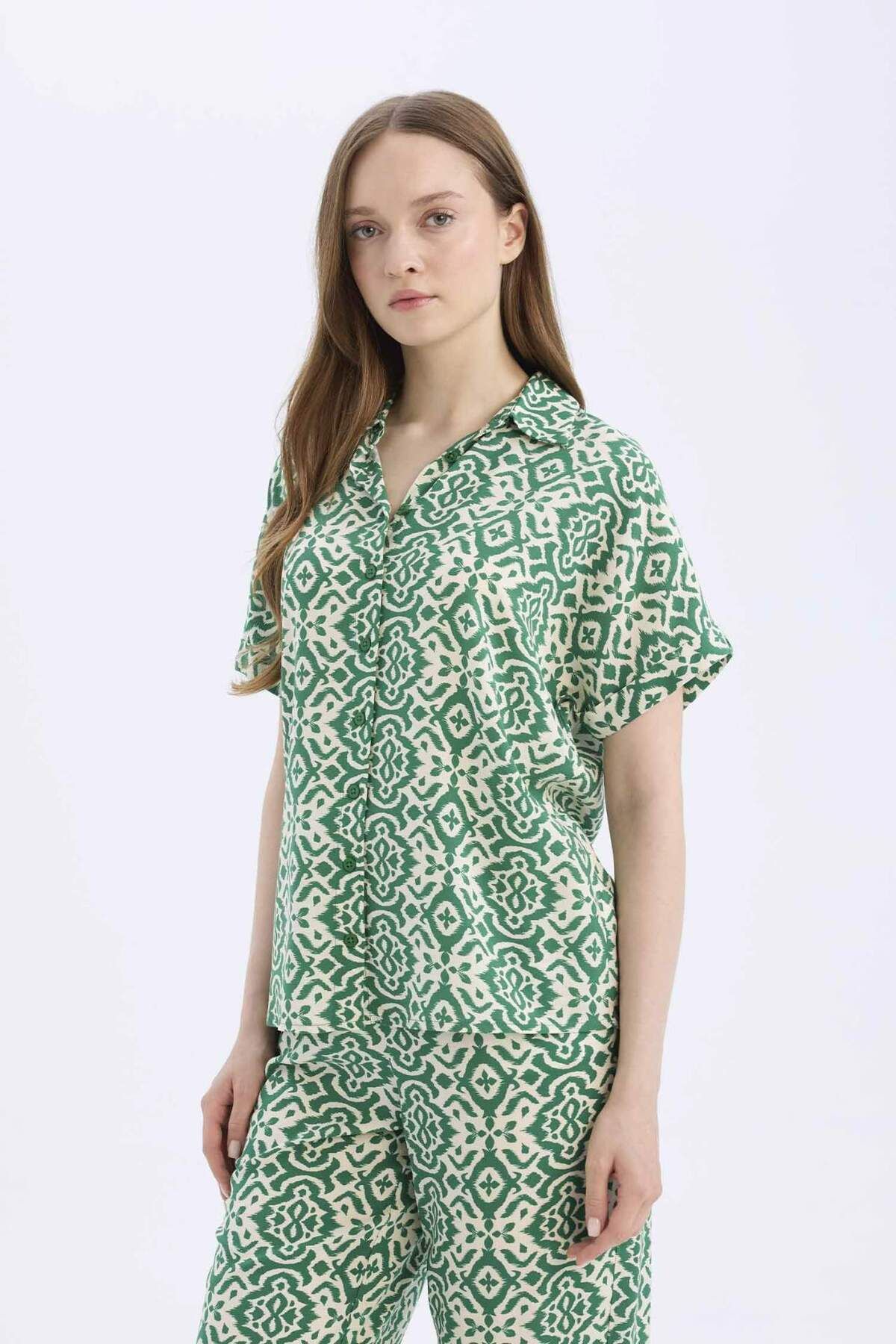 DeFacto-Regular Fit Print Short Sleeve Shirt C9621Ax25Sp 4