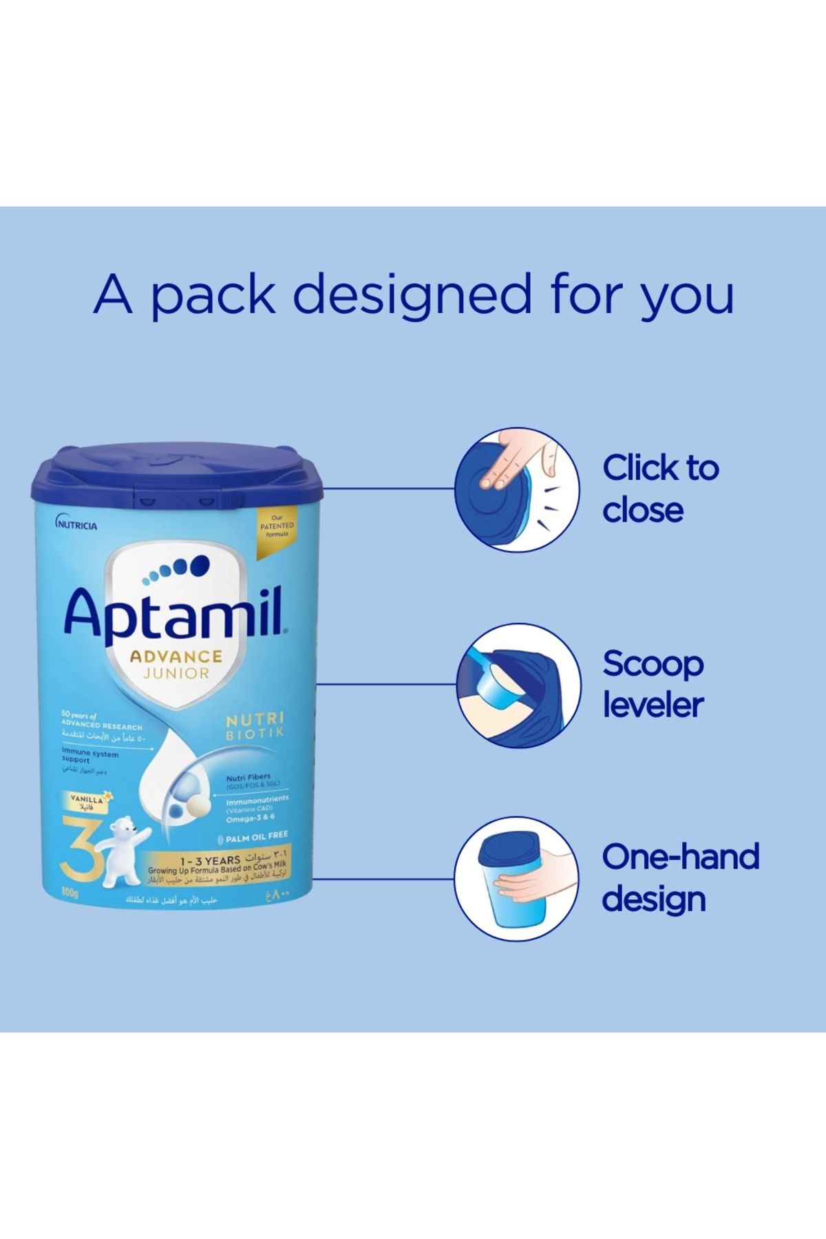 Aptamil-Advance Junior 3 Growing Up Formula Milk From 1-3 Years, Easy To Use Pack, 800g 7