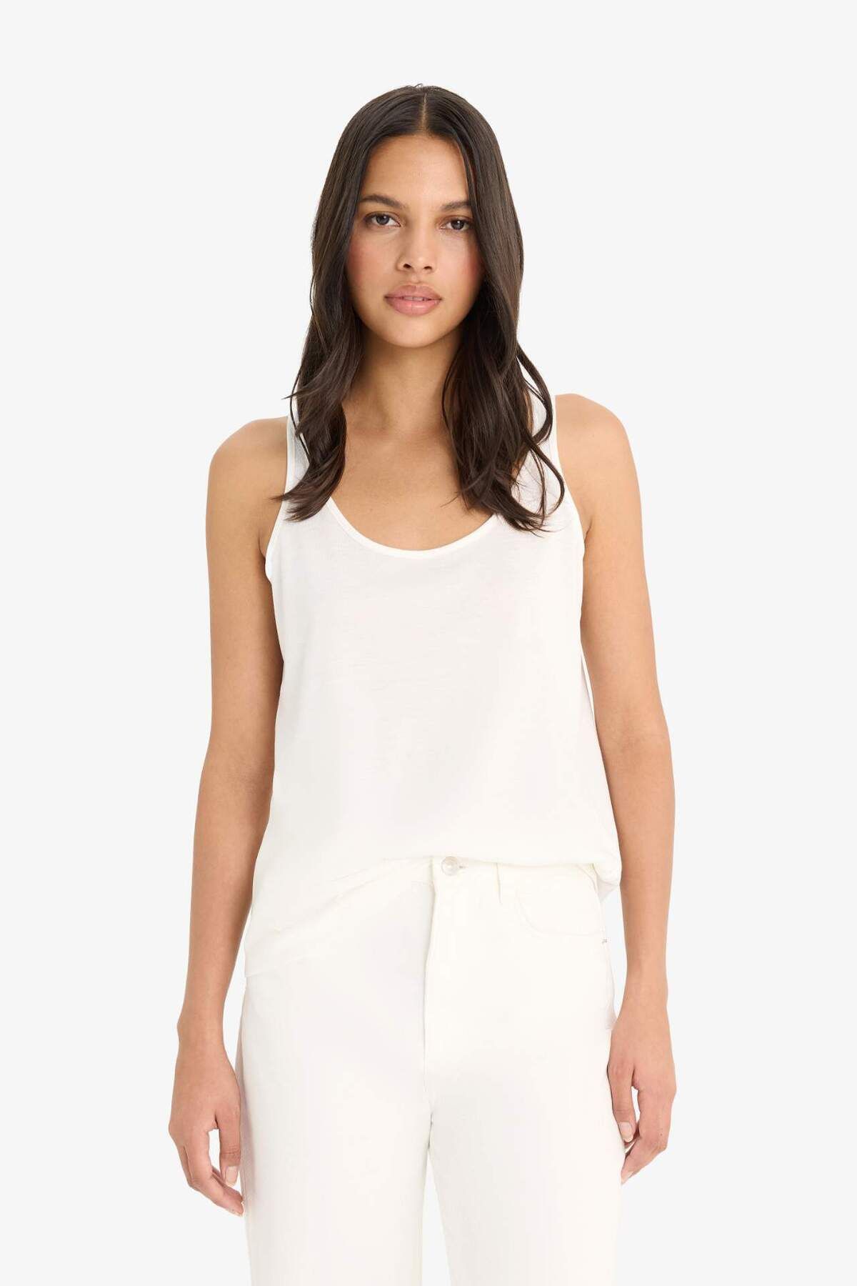 DeFacto-Regular Fit Basic Solid Gât rotund Basic Solid Tricou F3618AX25SM 3