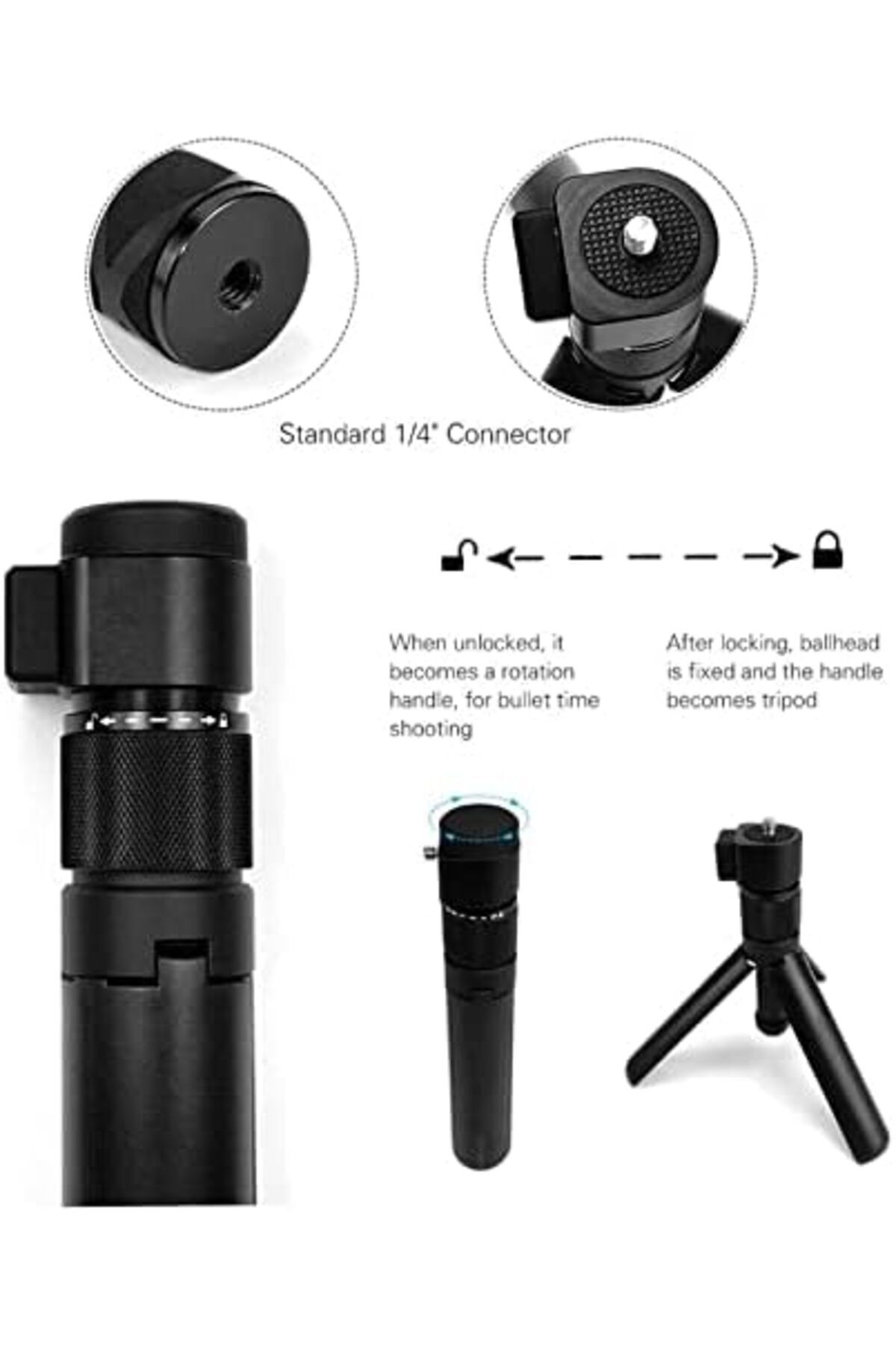 BRAZA-Insta360 Bullet Time Bundle with Invisible Selfie Stick Folded Tripod Handle 3
