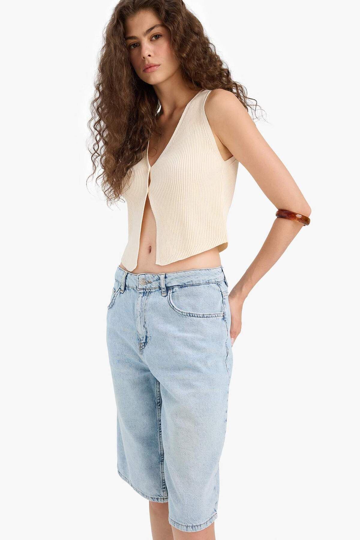 DeFacto-Γιλέκο Coool Slim Fit με λεπτή εφαρμογή V λαιμόκοψη E4738AX25SP 4