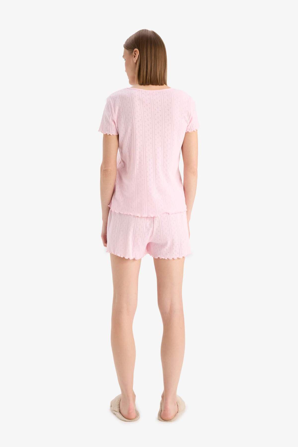 DeFacto-Regular Fit Pajama Set Short Sleeve Top Elastic Waist Shorts-Fall in Love E4335Ax25Sp 7