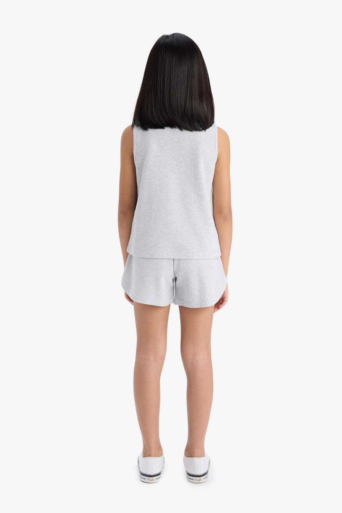 DeFacto-Set de 2 bucăți pentru fete, top fără mâneci, pantaloni scurți cu talie elastică, partea de jos F5184A825SM 8