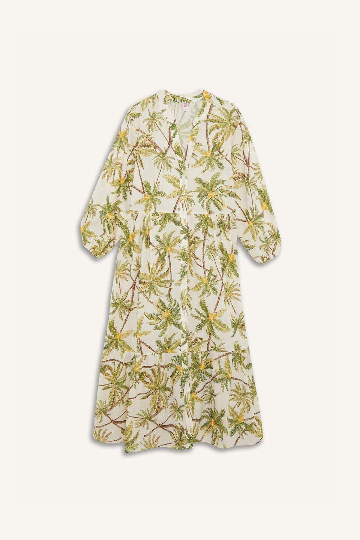 DeFacto-Tropisch gemustertes Voile-Strandkleid – Fall in Love E7745AX25SP 8