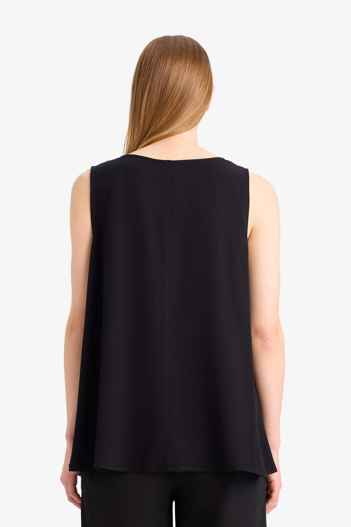 DeFacto-Regular Fit Round Neck Sleeveless Black Beach Top-Fall in Love D9762Ax25Sm 6