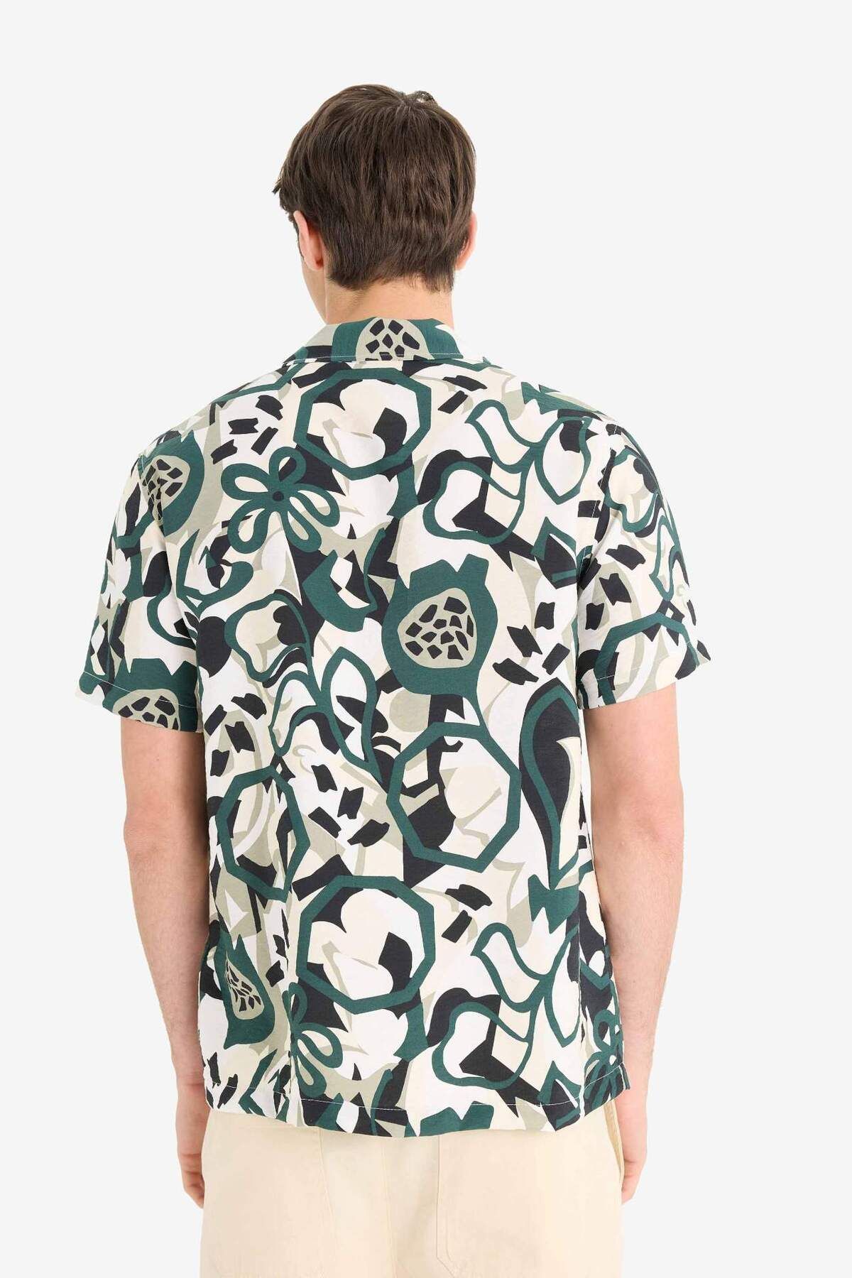 DeFacto-Regular Fit Apache Collar Patterned Short Sleeve Shirt E1271Ax25Sm 6