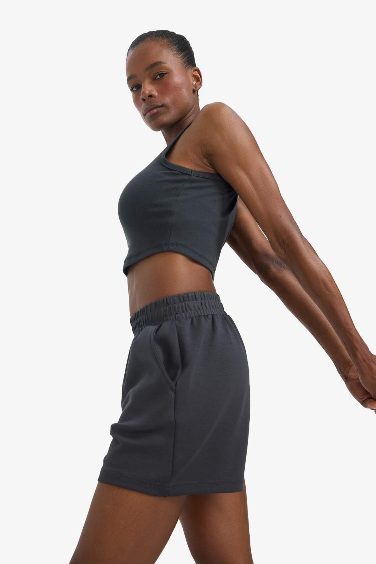 DeFacto-Defactofit Crop Top Crew Neck Modal Athlete Undershirt E2939Ax25Sm 4