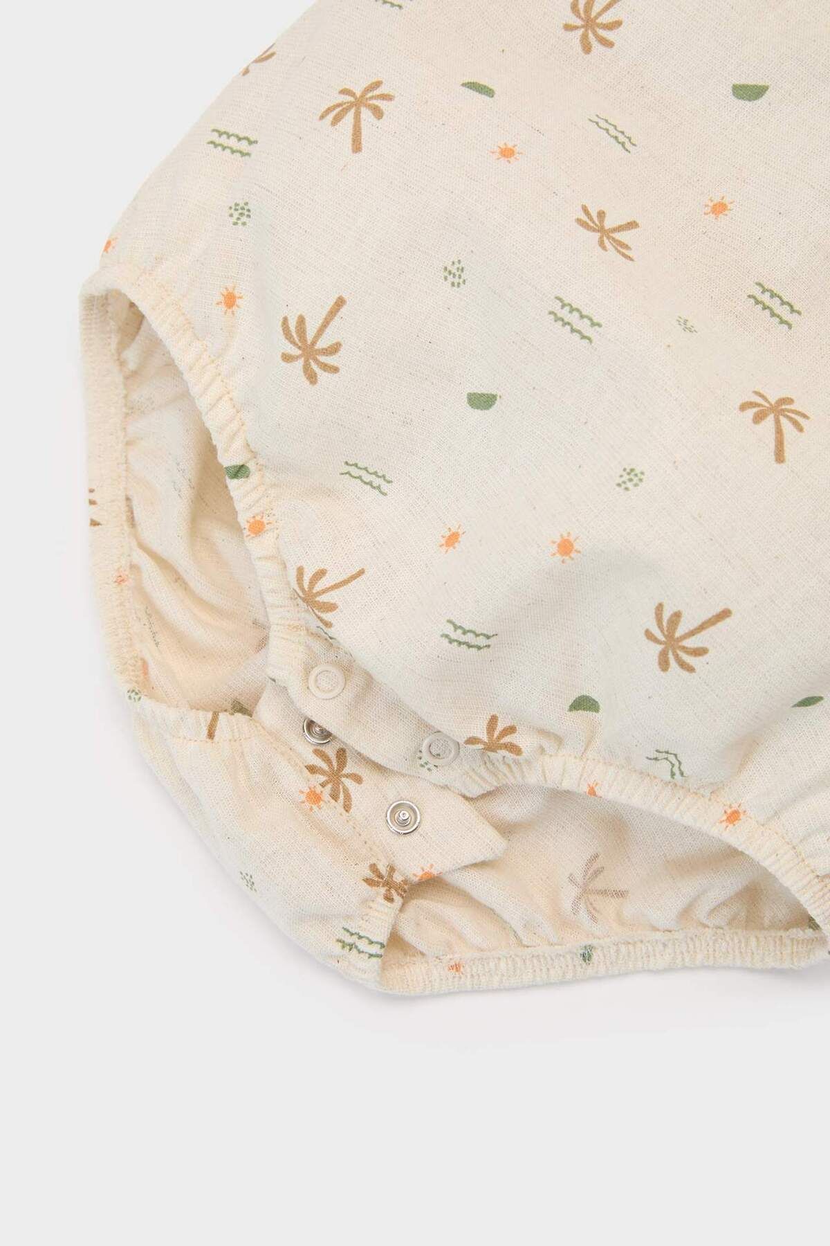DeFacto-Baby Boy 2-Piece Set Palm Pattern Short Sleeve Linen Snap Body Shorts with Elastic Waist E8380A525Sm 3