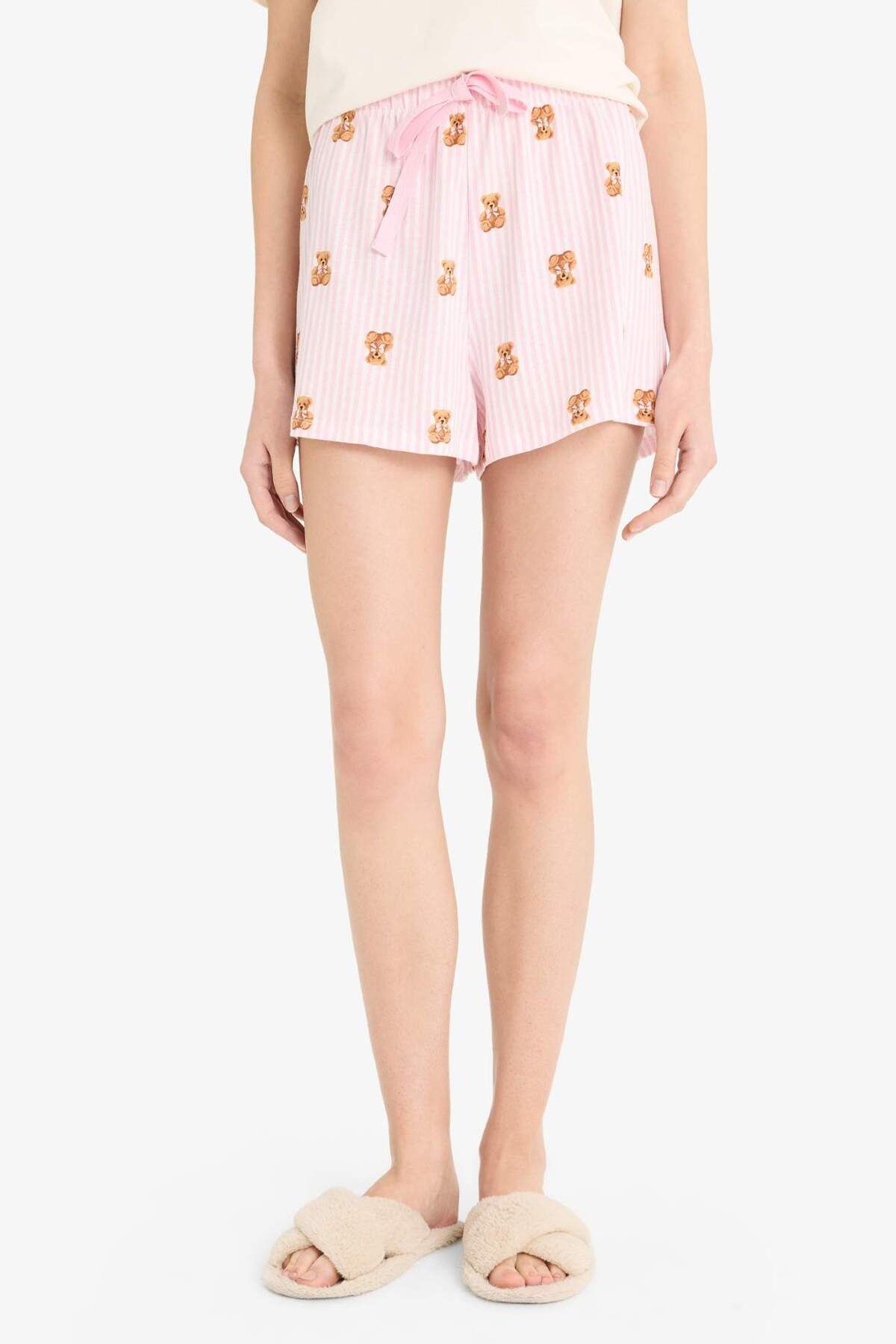 DeFacto-Set pijamale Top imprimat cu mâneci scurte Pantaloni scurți elastici în talie-Fall in Love F1623AX25SM 6