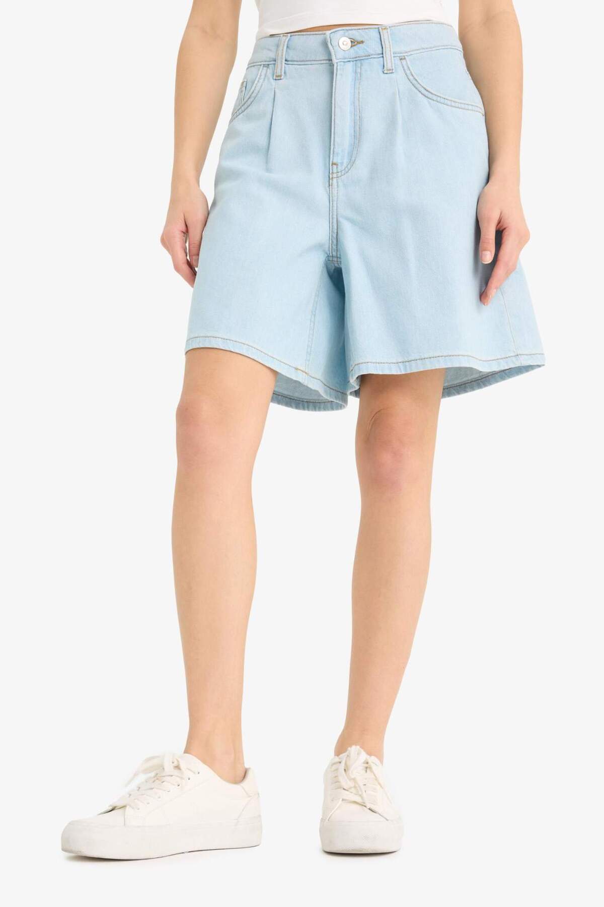 DeFacto-High Waist Soft Jean Bermuda Shorts E0960Ax25Sm 4