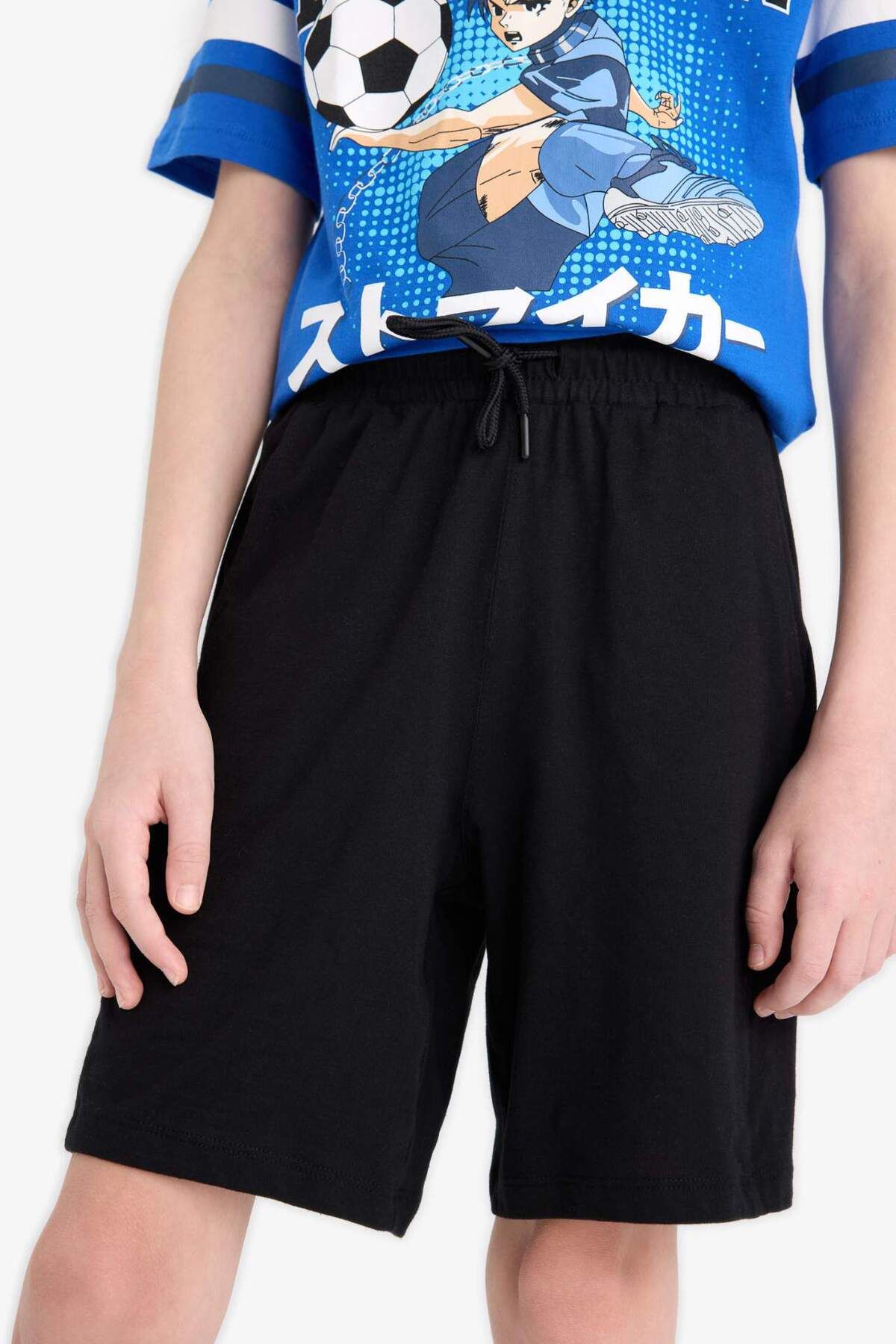 DeFacto-Set 2 piese pentru băieți Tricou imprimat cu mânecă scurtă Pantaloni scurți cu talie elastică Partea de jos E2819a825sm 6